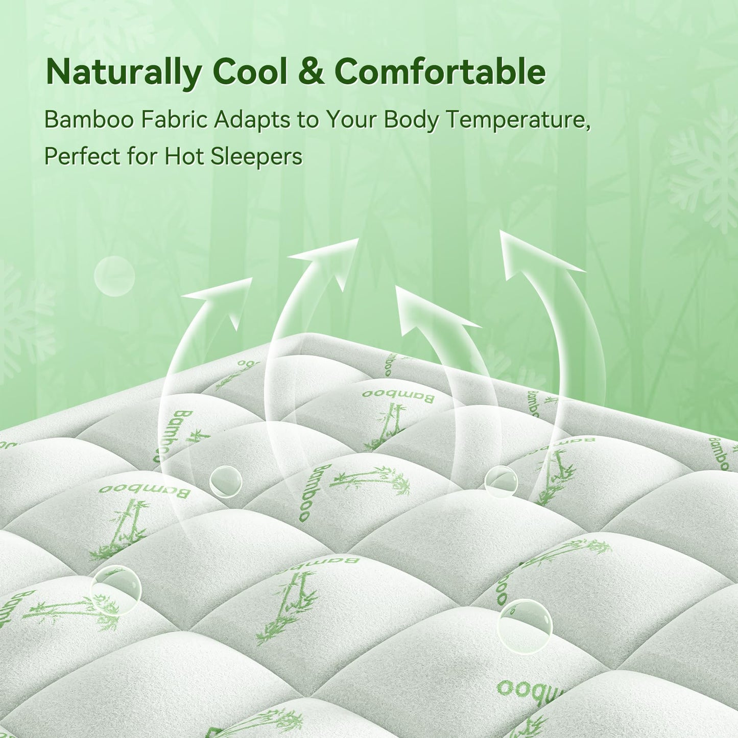 Anluoer Memory Foam Mattress Topper King for Back Pain, Rayon Derived from Bamboo Pillow Top Mattress Topper for Hot Sleepers,Cooling Mattress Pad with 8-21" Deep Pocket, 78x80 Inches, White