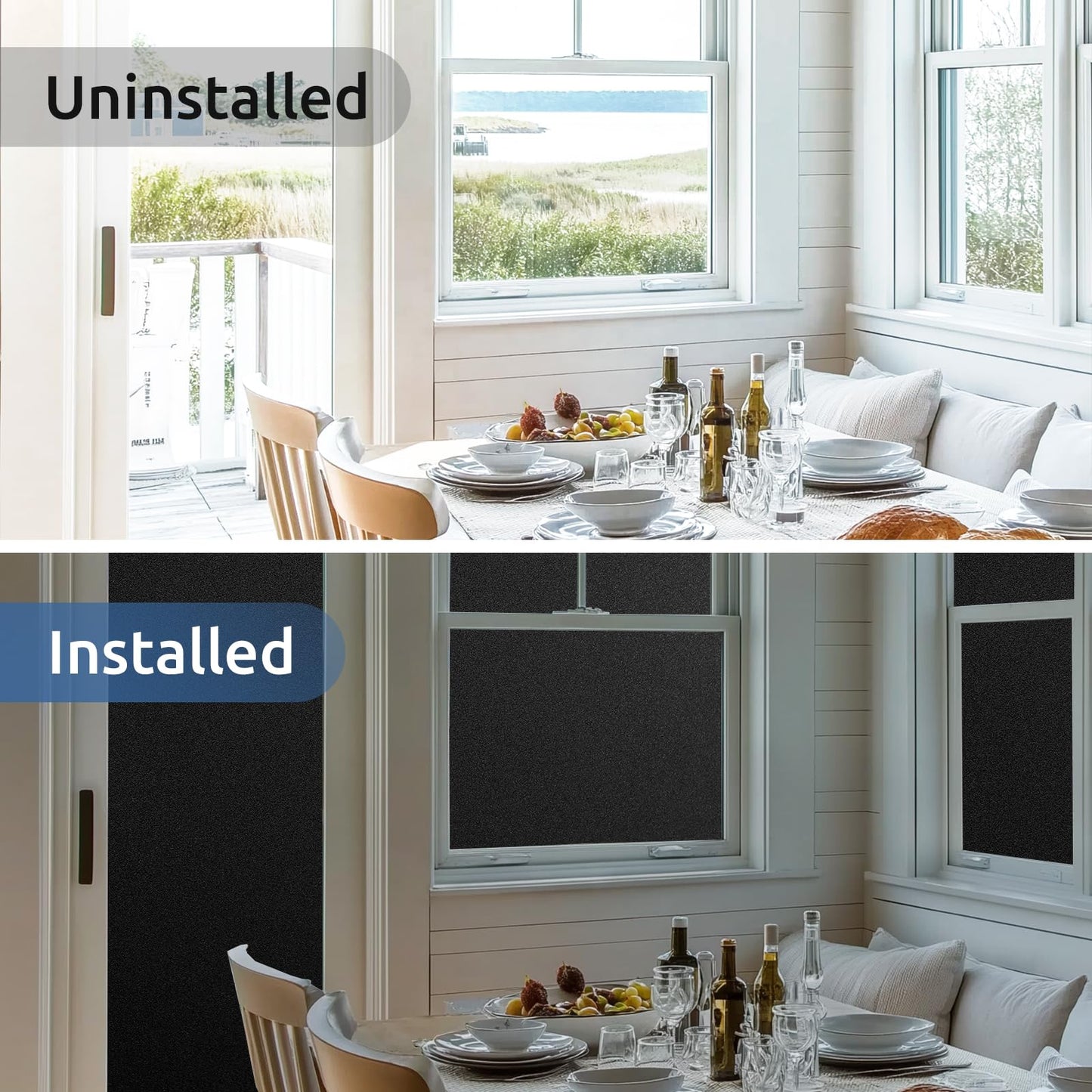 rabbitgoo Blackout Window Film, Removable Window Tint in House Static Cling, Darkening Privacy Heat & Light Blocking, Window Cover Day Sleep for Home Garage Bedroom Black 23.6 x 78.7 Inches
