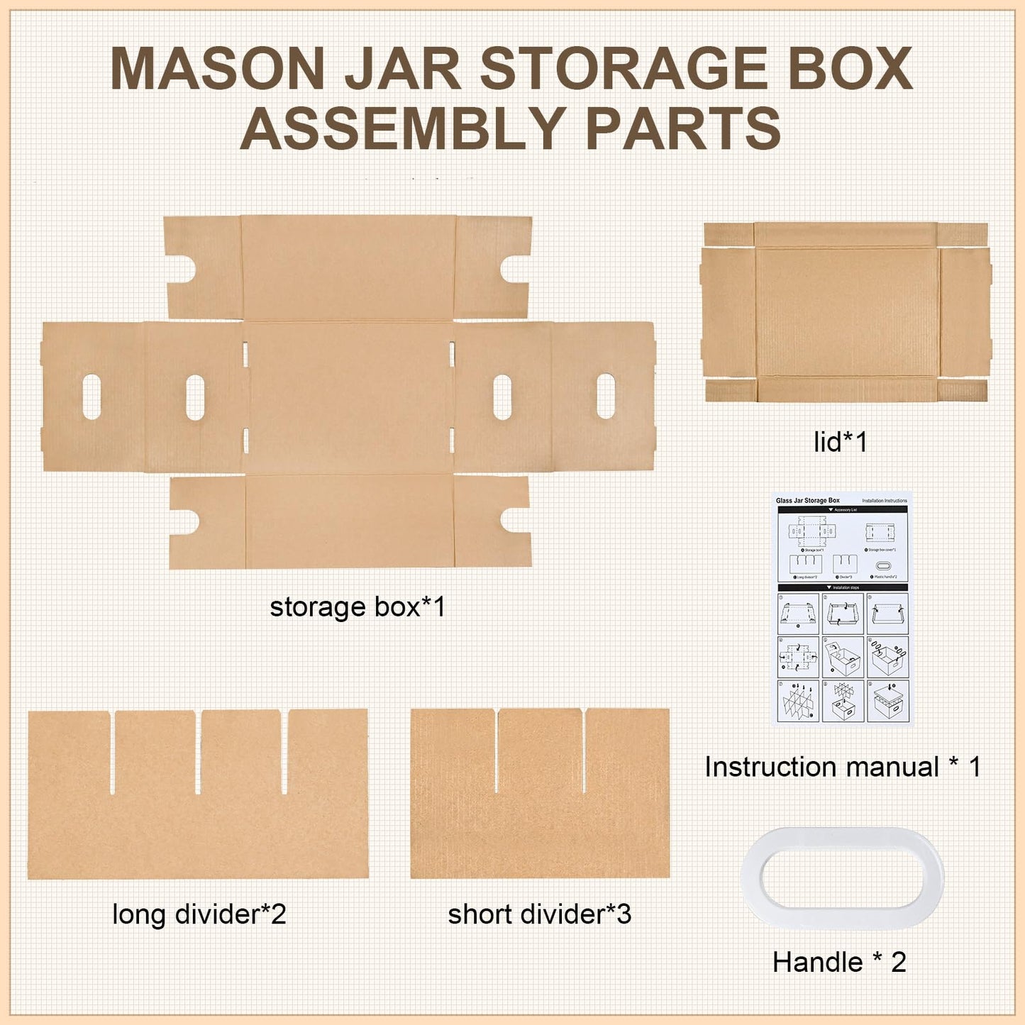 6 Pcs Canning Jar Storage Boxes, Fits 32 oz Regular or Wide Mouth Jars, 12 Cells Mason Jar Organizer