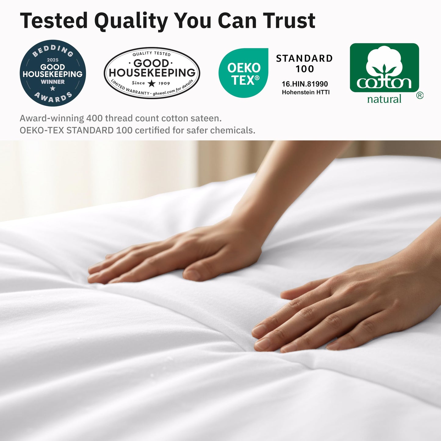 California Design Den Twin XL/Twin Duvet Cover Only - Winner Good Housekeeping Best Bedding Awards 2025, Premium 400 Thread Count Sateen, 100% Cotton Duvet Cover, Button Closure & Corner Ties - White