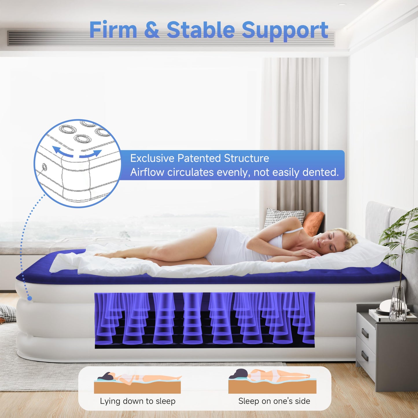 Sebor Air Mattress Twin with Built-in Pump 18", Comfortable Self-Inflating Air Mattress with High-Speed Pump, Durable Blow Up Mattress Twin with Storage Bag for Guests, Camping, Travel