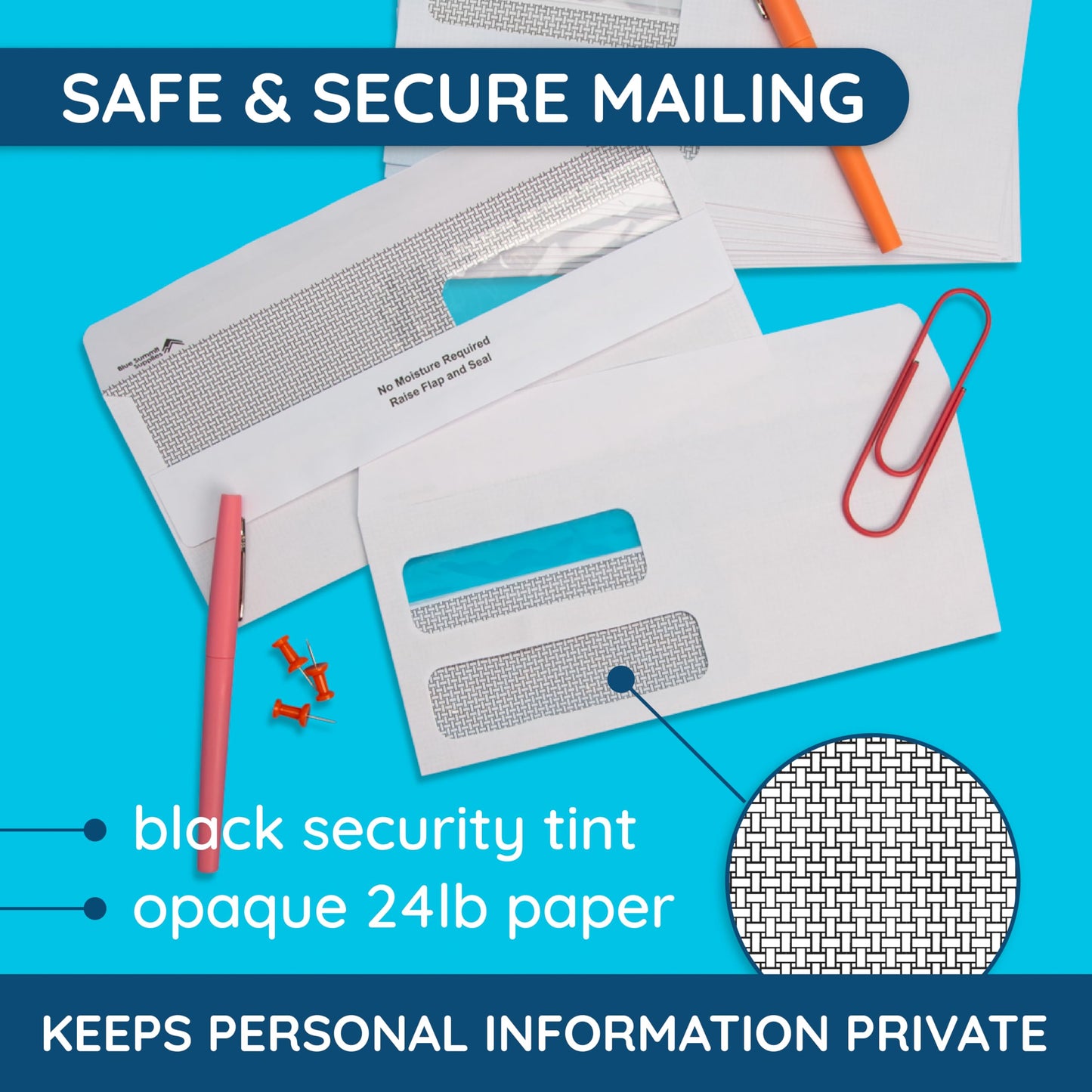 500 No. 9 Flip and Seal Double Window Security Envelopes - Designed for Quickbooks Invoices and Business Statements with Self Seal Flip Press and Seal Flap -Number 9 Size 3 7/8 Inch X 8 7/8 Inch