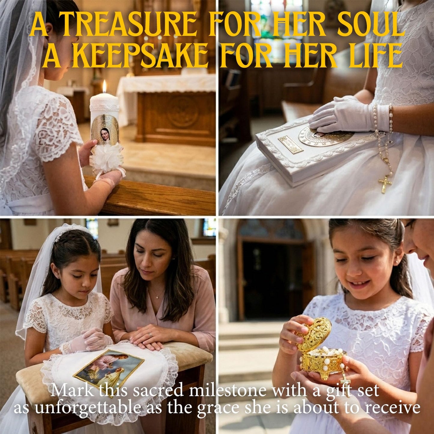 First Communion Bible and Candle Set in Spanish - Biblia y Vela de Primera comunión para niña - Vela para Primera comunion niña - First Communion Candle Set for Girl - recuerdos de Primera comunion