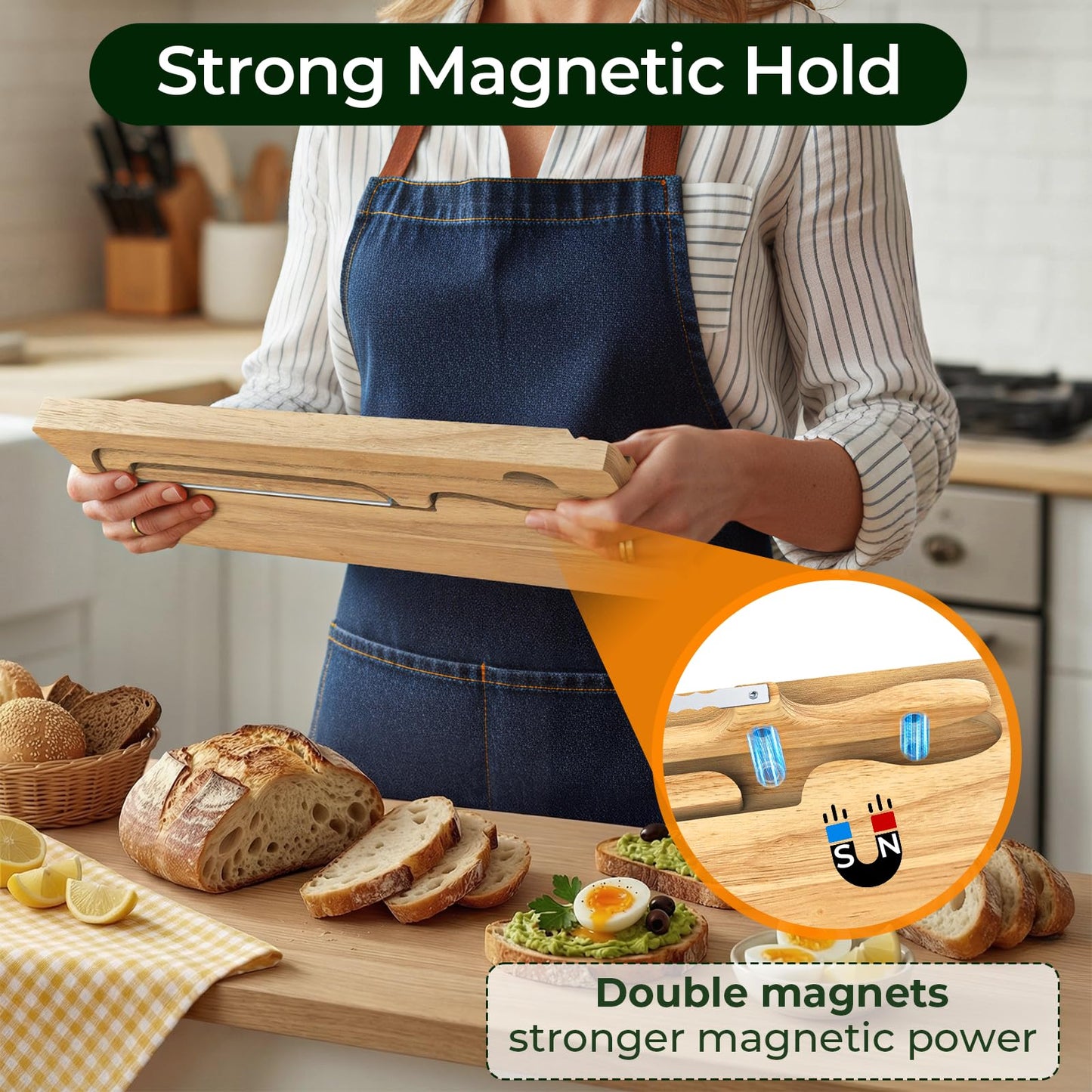 Upgrade Bread Bow Knife and Board Set,Sourdough Bread Slicer and Bread Cutting Board with Magnetic Storage,Space-saving,Right & Left Handed,Perfect for Bagels,Homemade,Ideal Baking Gifts for Woman