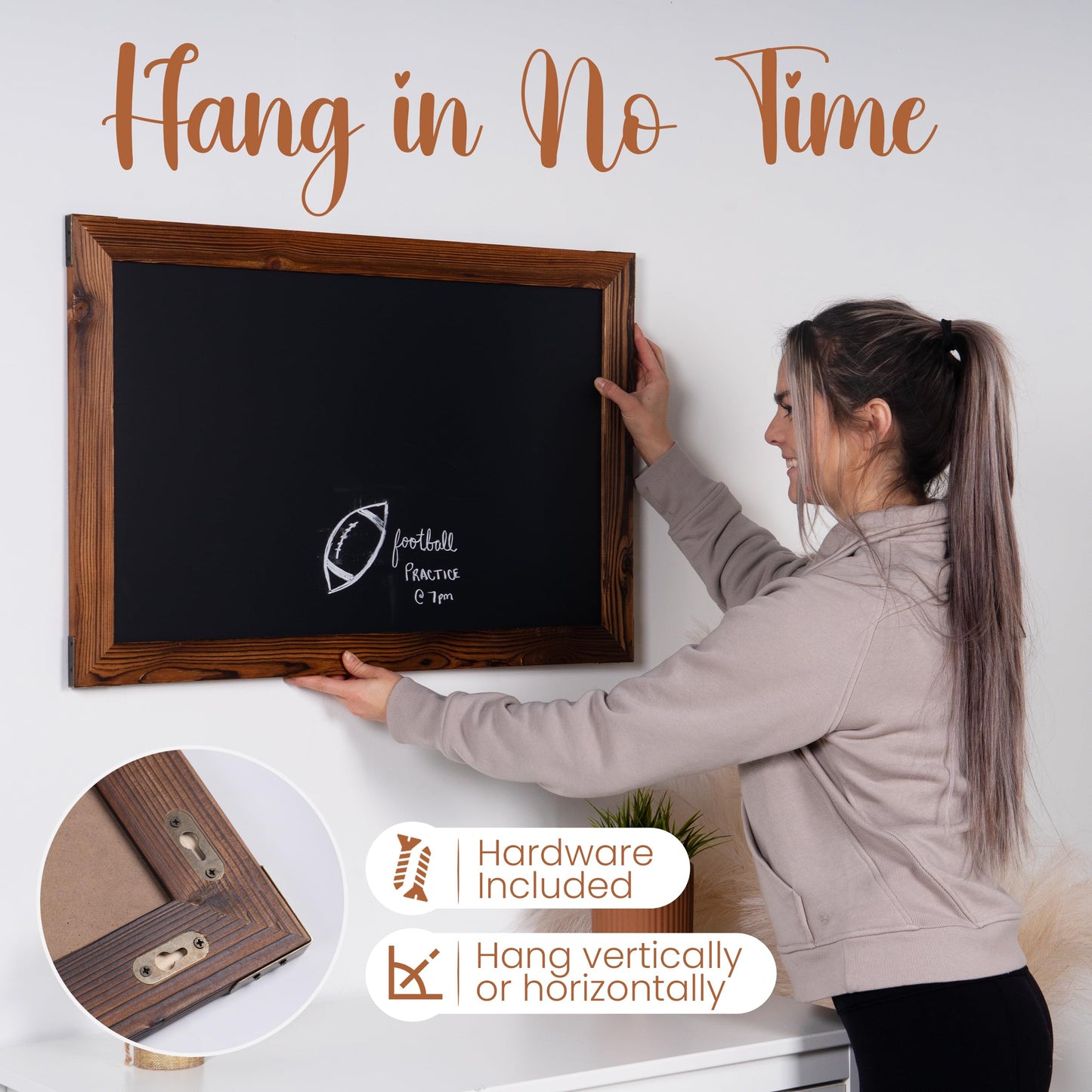 Loddie Doddie Magnetic Chalkboard Sign - 20 x 30 in, Rustic Wood Frame - Easy-Erase Chalk Calendar - Photo & Memo Magnet Display - Wall-Mount Magnetic Bulletin Board