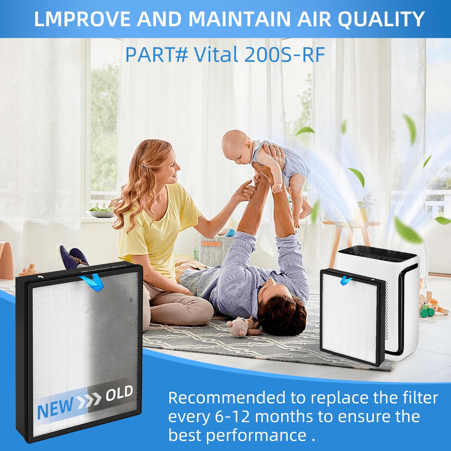 2 Pack Vital 200S Replacement Filter Compatible with LEVOIT Vital 200S Air Pur-ifier H13 Grade True HEPA, High-Efficiency Activated Carbon Filter Replace Part # Vital 200S-RF