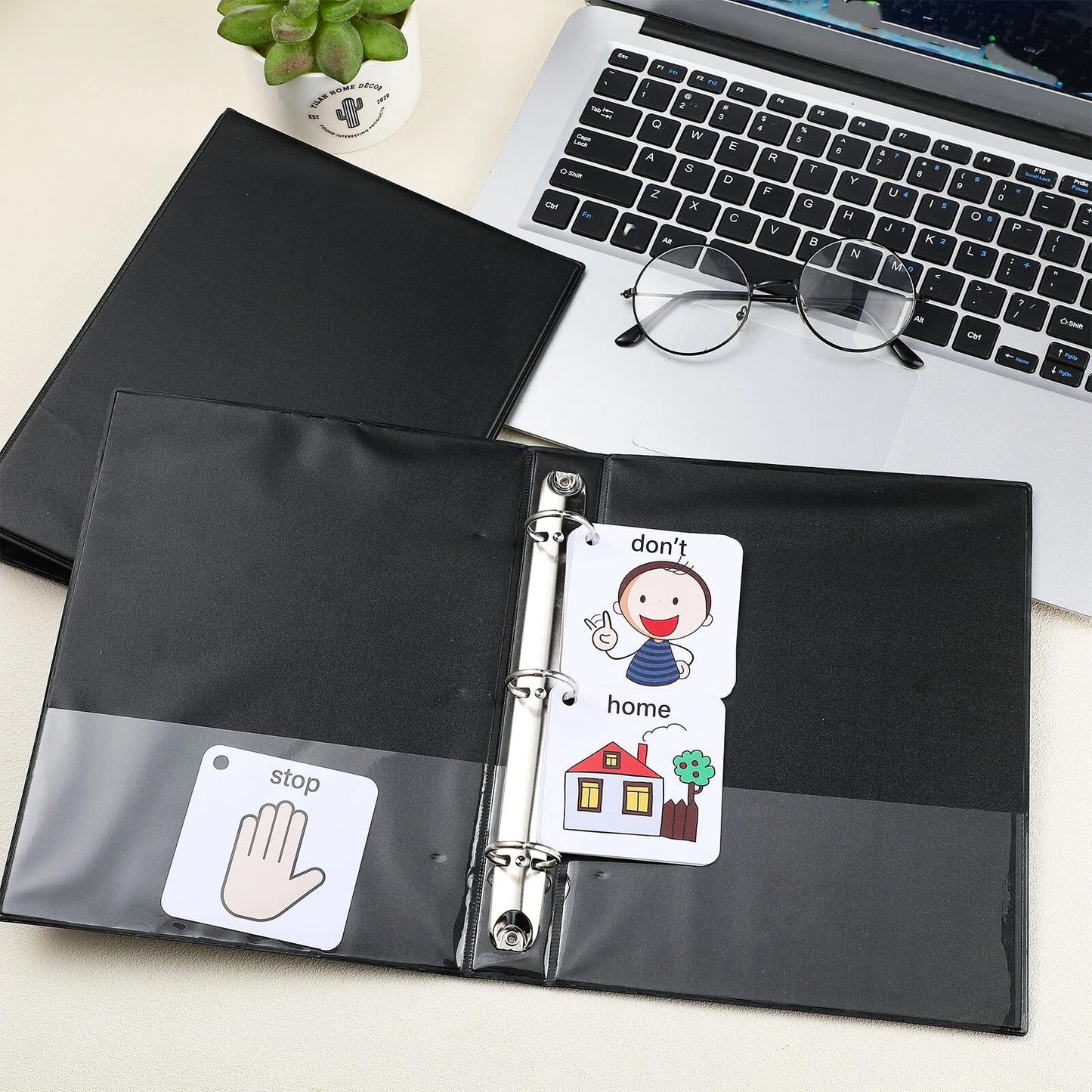 Resurhang 12 Pcs 1 Inch 3 Ring Binders 9.25 x 7.24 Inch Mini Small Black 3 Round Ring Binder with 2 Clear Pockets Fits 5 1/2 x 8 1/2 Binder Paper Pages Planner