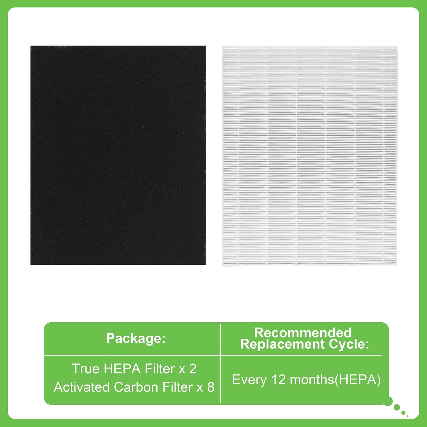 Hichoryer D360 True HEPA Replacement Filter D3, Compatible with Winix D360 Air Purifier, Part Number 1712-0101-02, 2 H13 True HEPA Filters & 8 Activated Carbon Filters