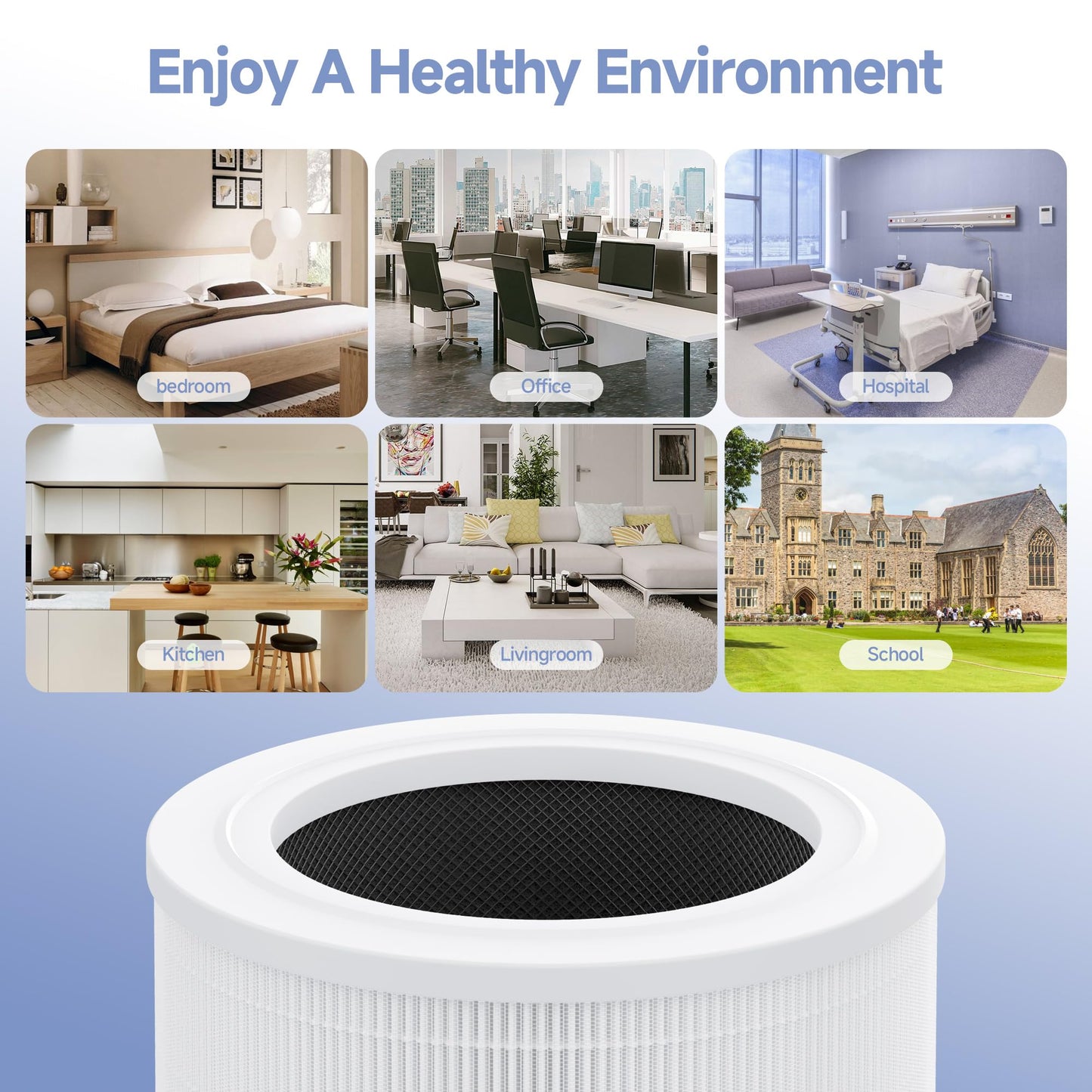 4 Packs A2001 Replacement Filter and 12pcs Aroma Pads Compatible with A2001 Air Cleaner Purifier, White