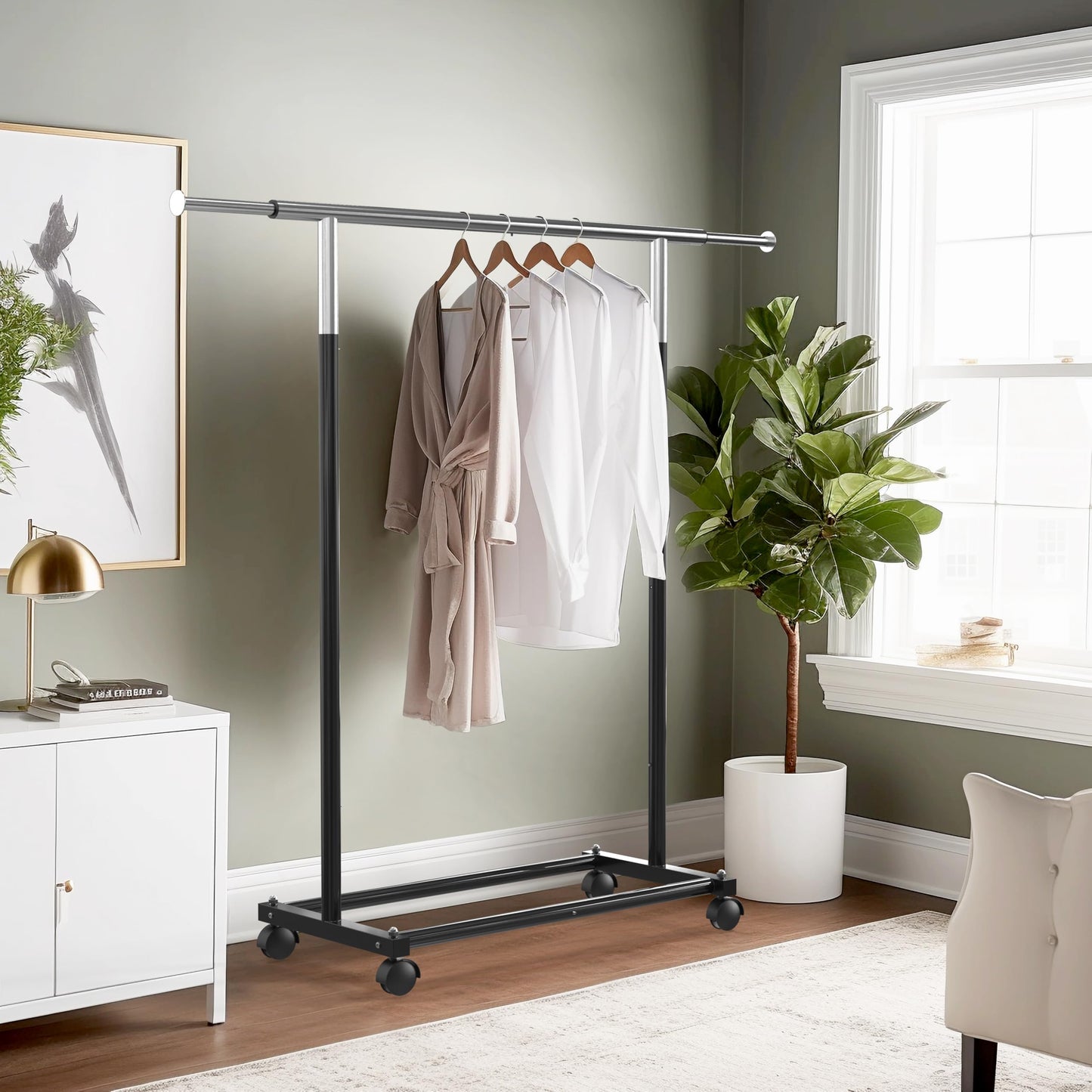 Simple Houseware Standard Rod Garment Rack, Black