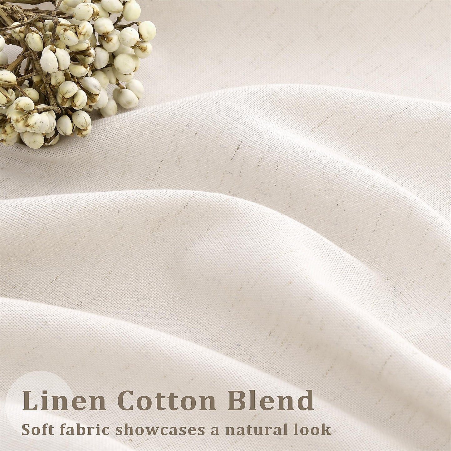 Pinch Pleated Extra Wide Linen Curtains 84 Inches Long for Patio Sliding Glass Door Cream Ivory 72 Inch Wide Pleated Drapes with Hooks Rings Neutral Natural Semi Sheer 72x84 Curtain for Living Room