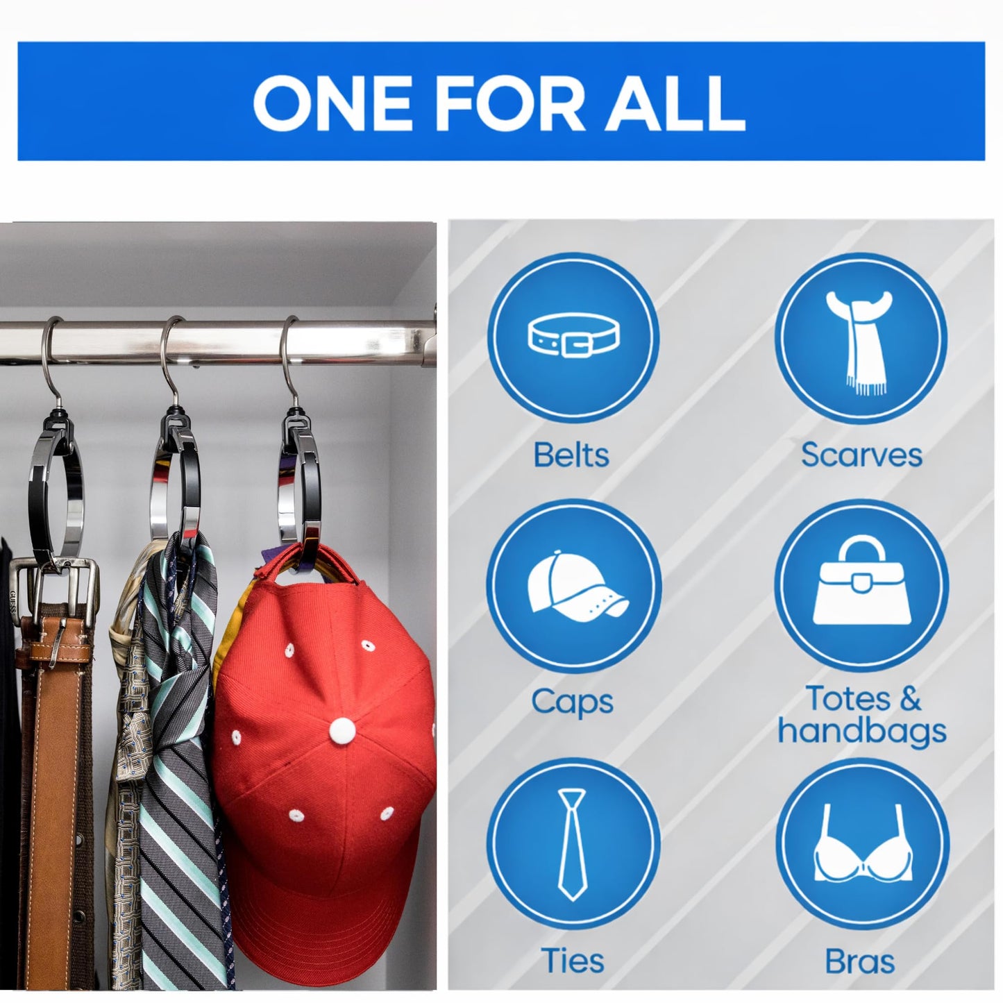 Rolly Hanger® Closet Space Saver – Premium Rotating Aluminum Organizer for Belts, Ties, Hats & Handbags – Heavy Duty 360° Swivel – Declutter & Maximize Storage (2 Pack)