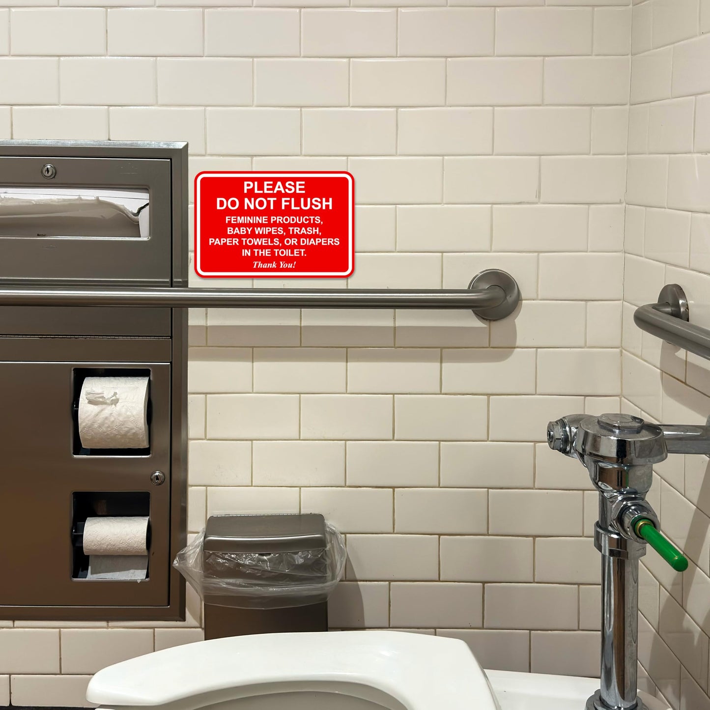 All Quality Classic Framed Please Do Not Flush Thank You Bathroom Etiquette Sign - 4" x 6" (Brushed Silver) 5 Pack