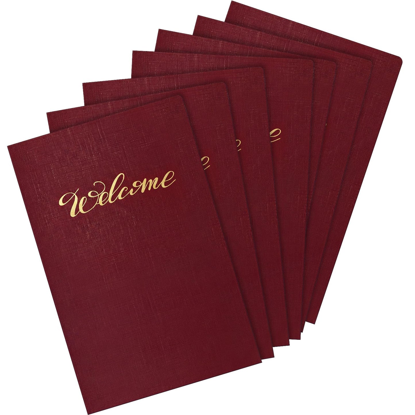 Affrolling 50 Pack 6 x 9 Inch Welcome Pocket Folders Welcome Folder Presentation Folder Employee File Folders for Weddings, Party, Conference, Seminars, Bar Mitzvah (Burgundy Linen)