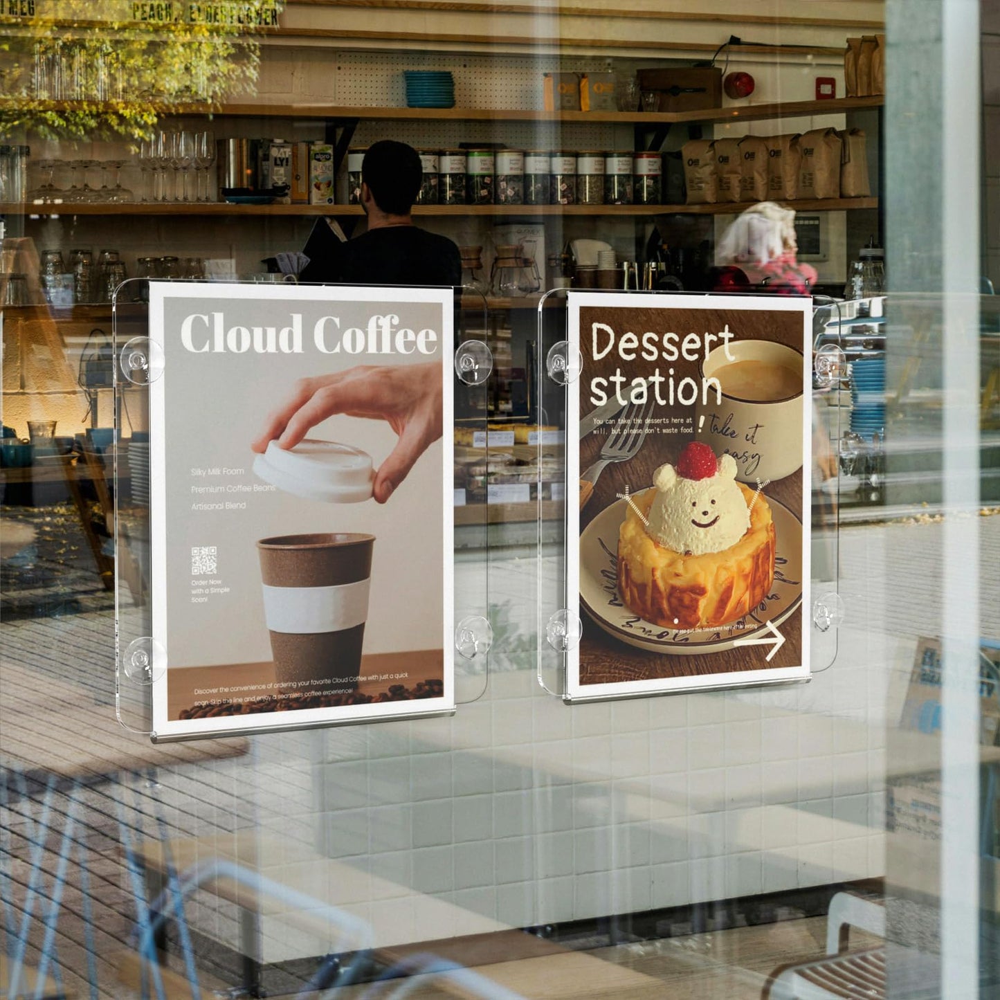 NIUBEE Acrylic Window Sign Holder with Suction Cups 8.5 X 11, Clear Acrylic Frames Glass Door Mount, Displaying Flyers, Notices and Menus, for Office, Store, Home, Restaurant (6 Pack)