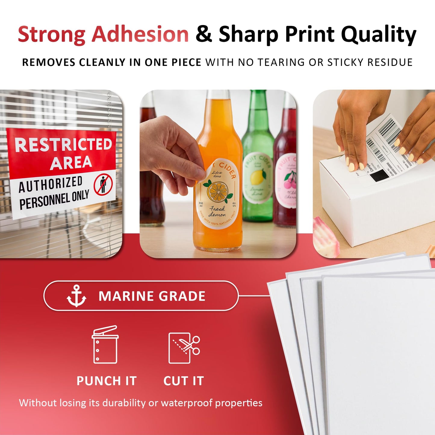 TerraSlate Waterproof Sticker Paper | 5 Mil Permanent Adhesive Labels | Printable Sticker Paper for Laser Printer, Copy Machine & Digital Press (Letter - 8.5" x 11", 25 Sheets)
