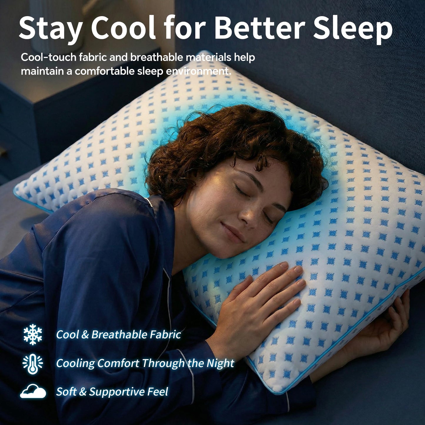 ezepilw King Size Pillows Set of 2 for Sleeping, Cooling Adjustable Memory Foam Pillows, Dual Fill Design Helps Maintain Shape, Breathable Washable Cover