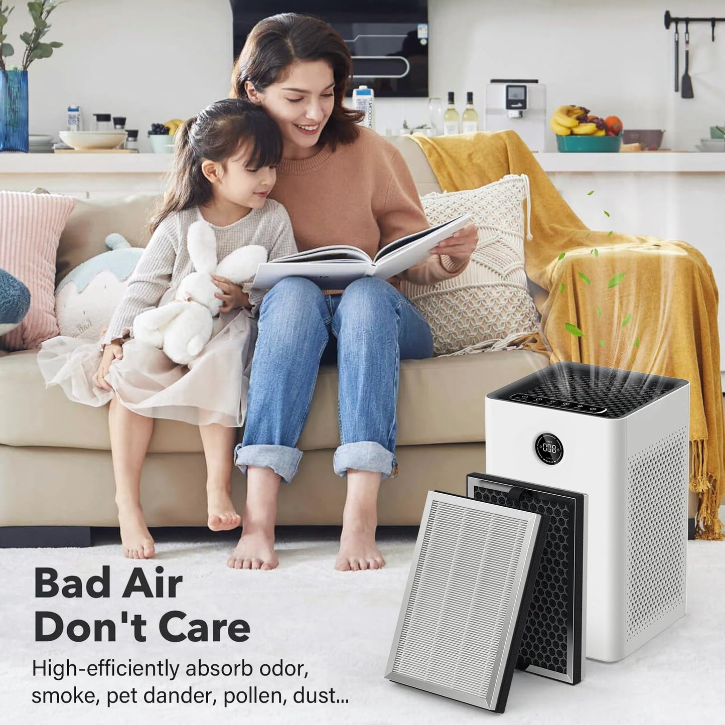 JF260 Replacement Filter Compatible with JF260 Air Purifier, 3-in-1 True HEPA H13 with Activated Carbon Filter, Part Number JF260-RF, 4 Pack