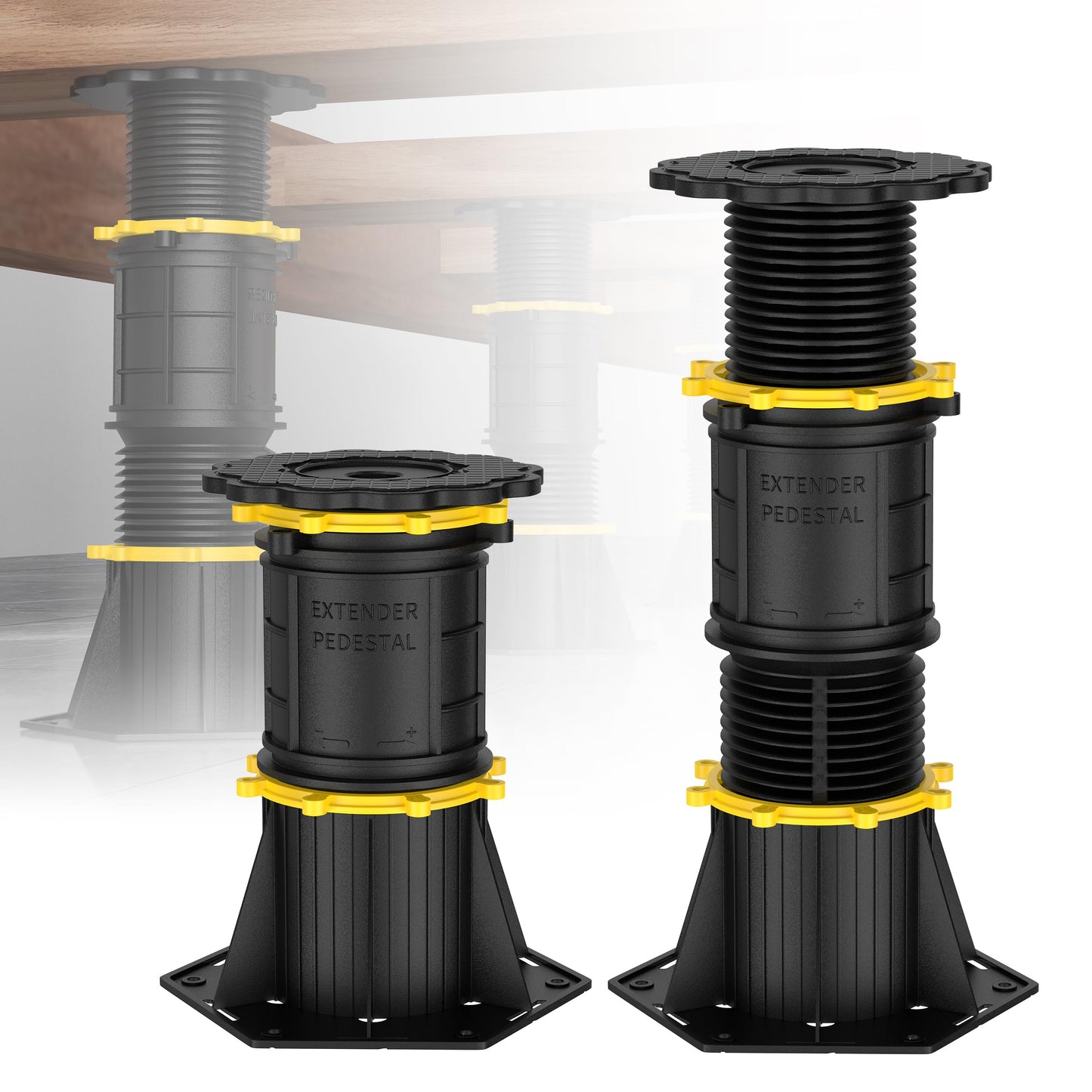 Wlrrcwdttc 2 Pcs Adjustable Height Bed Support Legs, 8.5-13 inch, Black Plastic, Bed Frame/Bed Center Slat Support, Reinforcement Parts