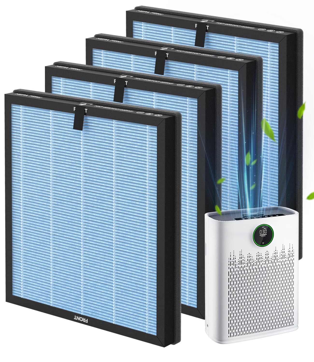 VALZONE 4-Pack HAP603 Replacement Filters, Compatible with ECOSELF HAP603/HAP603WF Purifier for Home Large Room, Part# RFHAP603, Blue