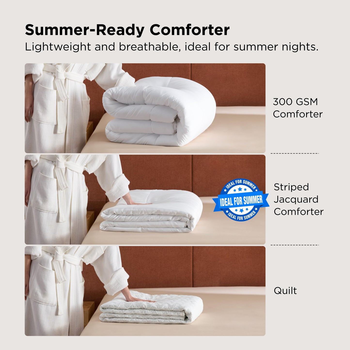 Bedsure Duvet Insert Queen Size - Lightweight Comforter, Quilted Cooling Duvet Insert, Down Alternative Summer Comforter with 8 Tabs, Ultra Soft, Striped, Machine Washable, Queen, White, 88x88 inches