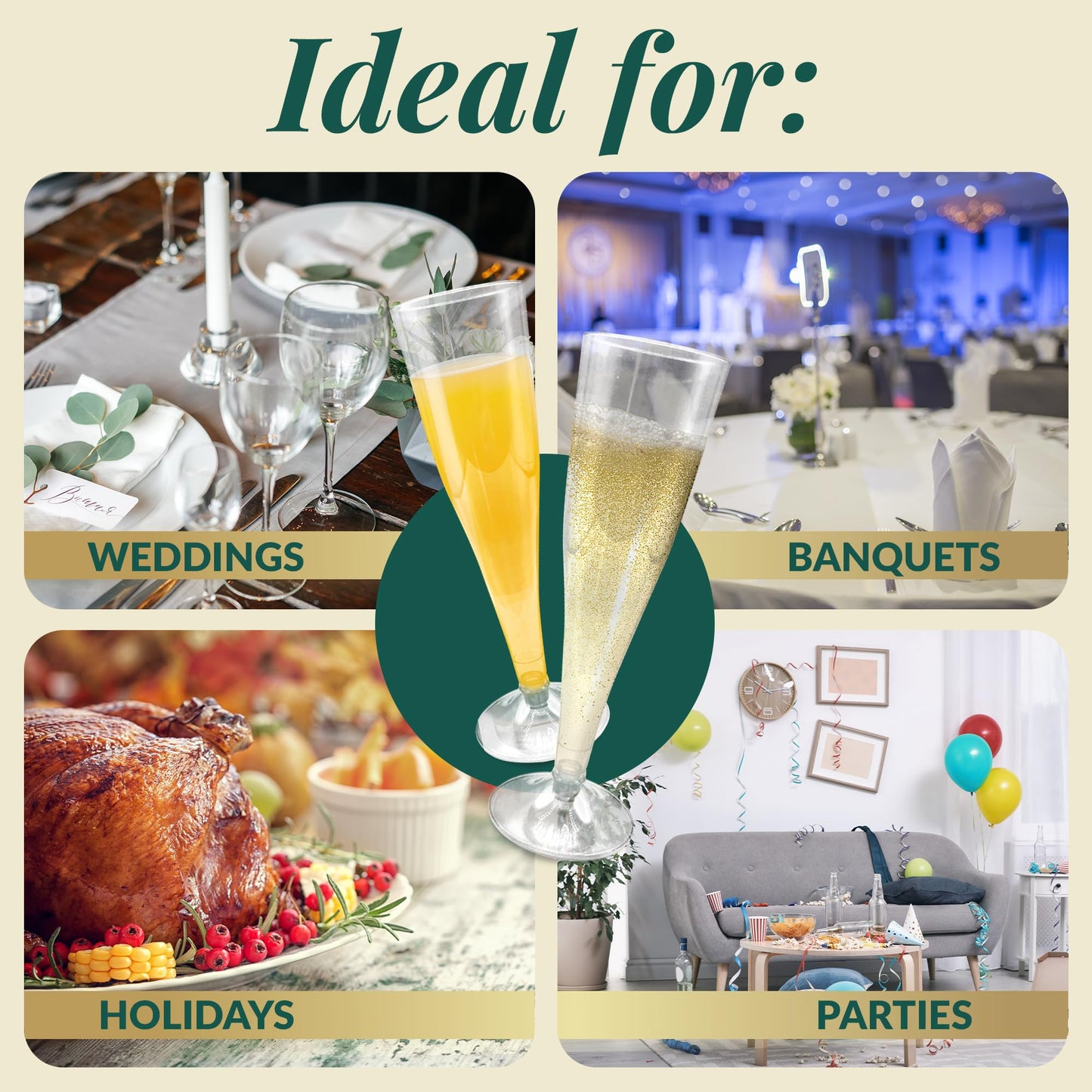 Reli. Champagne Flutes Plastic | 100 Pack | 4.5 oz - Clear | Premium Plastic Champagne Flutes | Party-Perfect for Celebrations