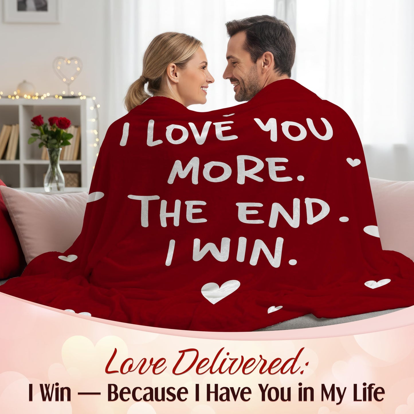 WRAPIX Anniversary Couple Gifts for Him Her - I Love You More Fleece Throw Blanket 60x80 in - Mothers Day Anniversary Wedding Gifts for Wife Women Girlfriend, Romantic Boyfriend Husband Birthday Gift