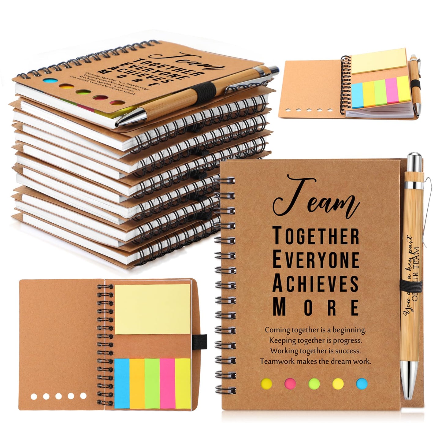 Jetec Inspirational Notebook Bulk Employee Appreciation Gift Motivational Notebook with Pen and Sticky Notepad Thank You Gifts for Nurses Coworkers Groups Teachers(12 Sets,Team)