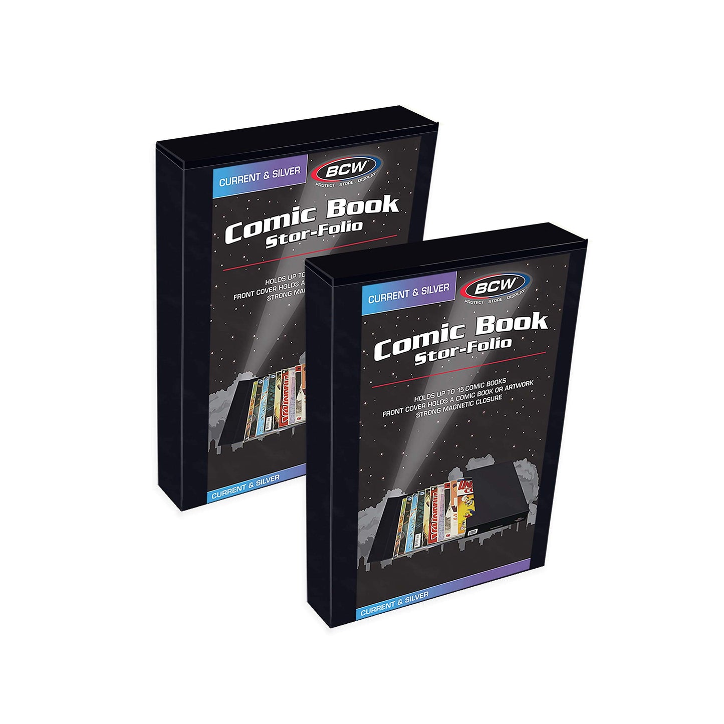 BCW Comic Book Stor-Folio – 2 Pack | Comic Book Travel Case for Current & Silver Age | Magnetic Comic Folio Carrier