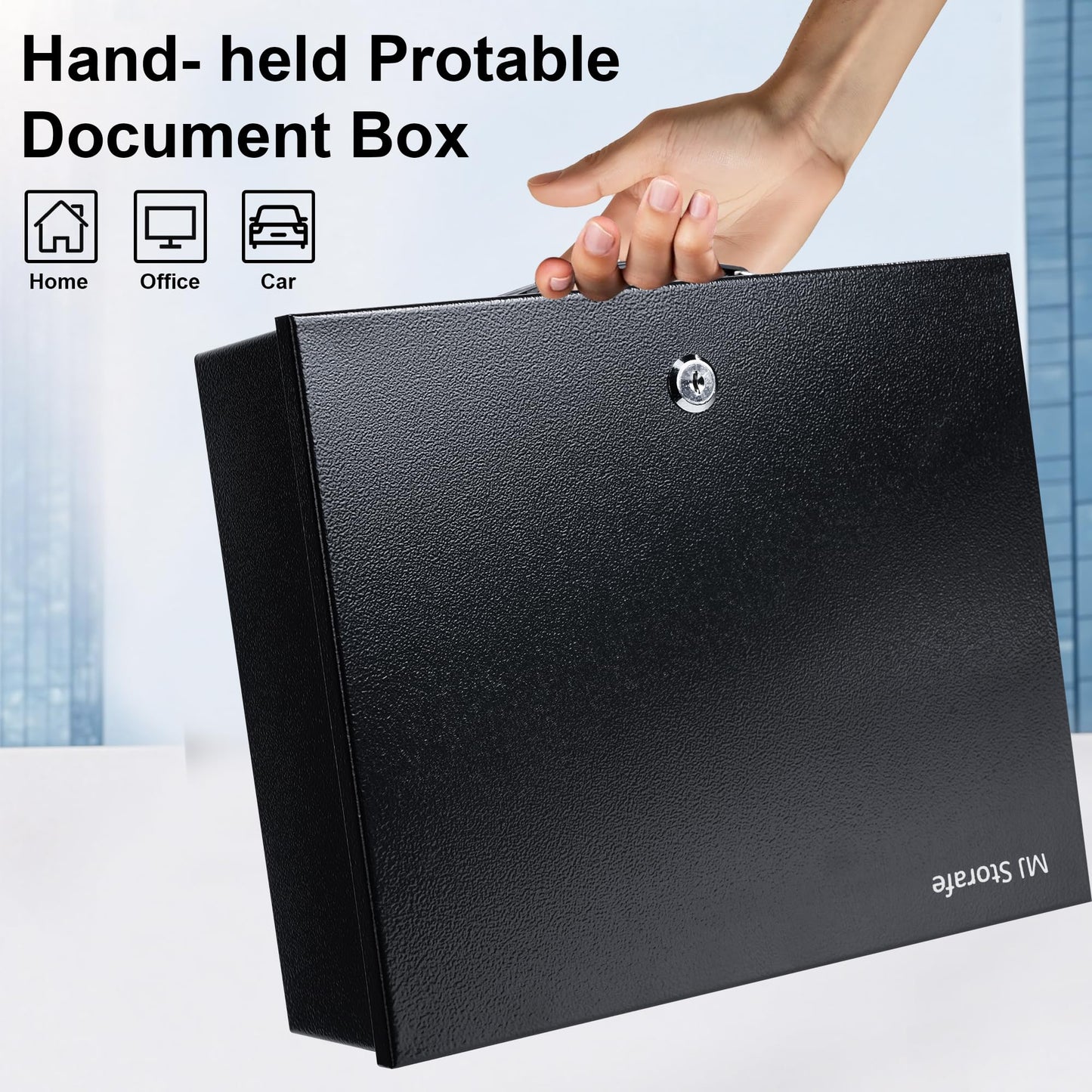 Fireproof Document Box with Key Lock & Fireproof Money Bag, Large Safe Storage Box for Valuables,Fire Resistance Security Chest, Fireproof Box for Documents,Passport, Cash 13.2''x 11''x4.1", Black