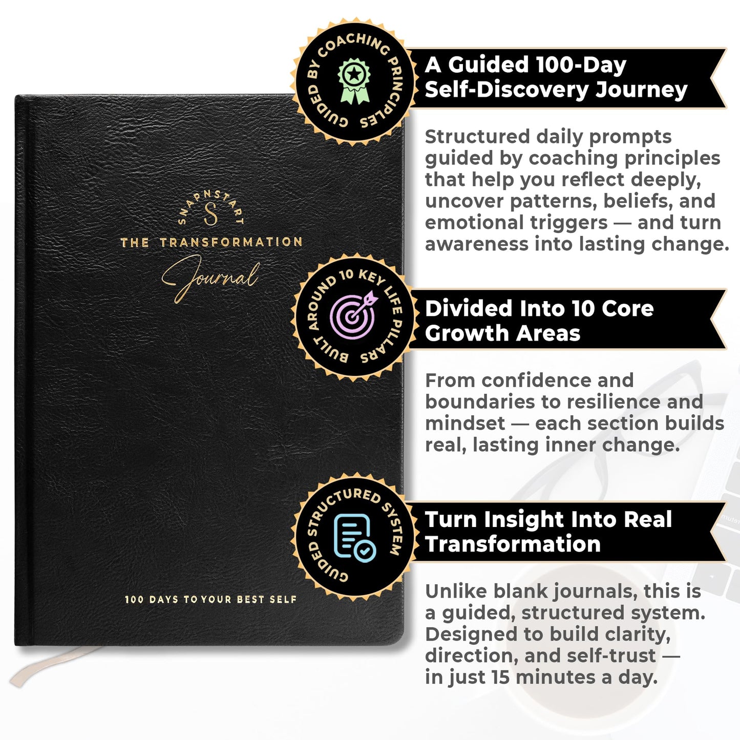 100-Day Guided Journal with Prompts – Daily Reflection & Personal Growth Journal for Mental Wellness | Personal Development Workbook by SNAPNSTART