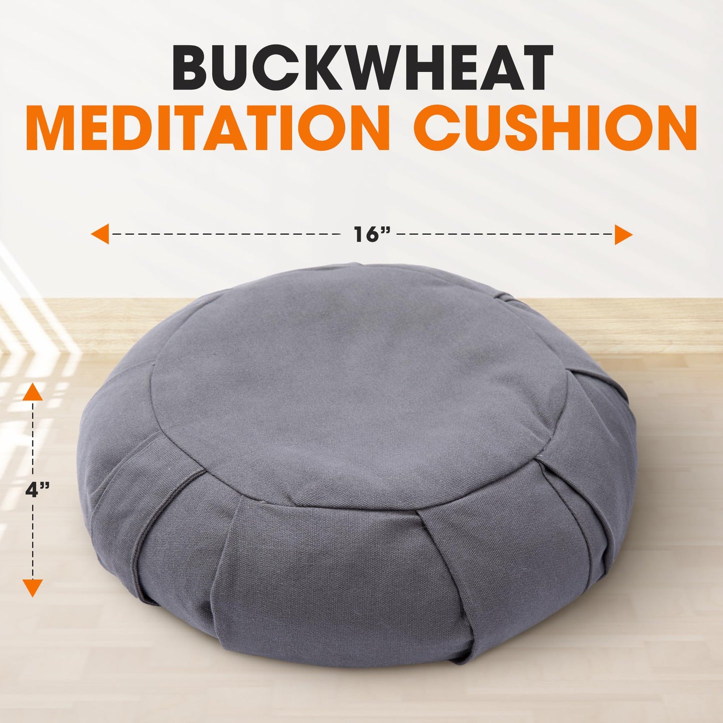 Cheer Collection Meditation Cushion - Ergonomic Floor Pillow, Yoga Pillow with Buckwheat Filling, Zafu Meditation Cushion, Comfort & Meditation Posture Support