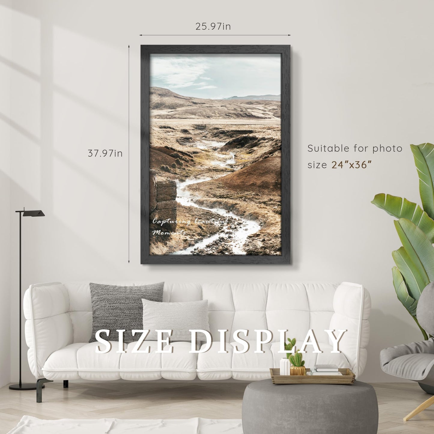 PEALSN Solid Wood 24x36 Poster Frame, Black Poster Frames 24 x 36 inches for Wall Mounting Display, 1 Pack
