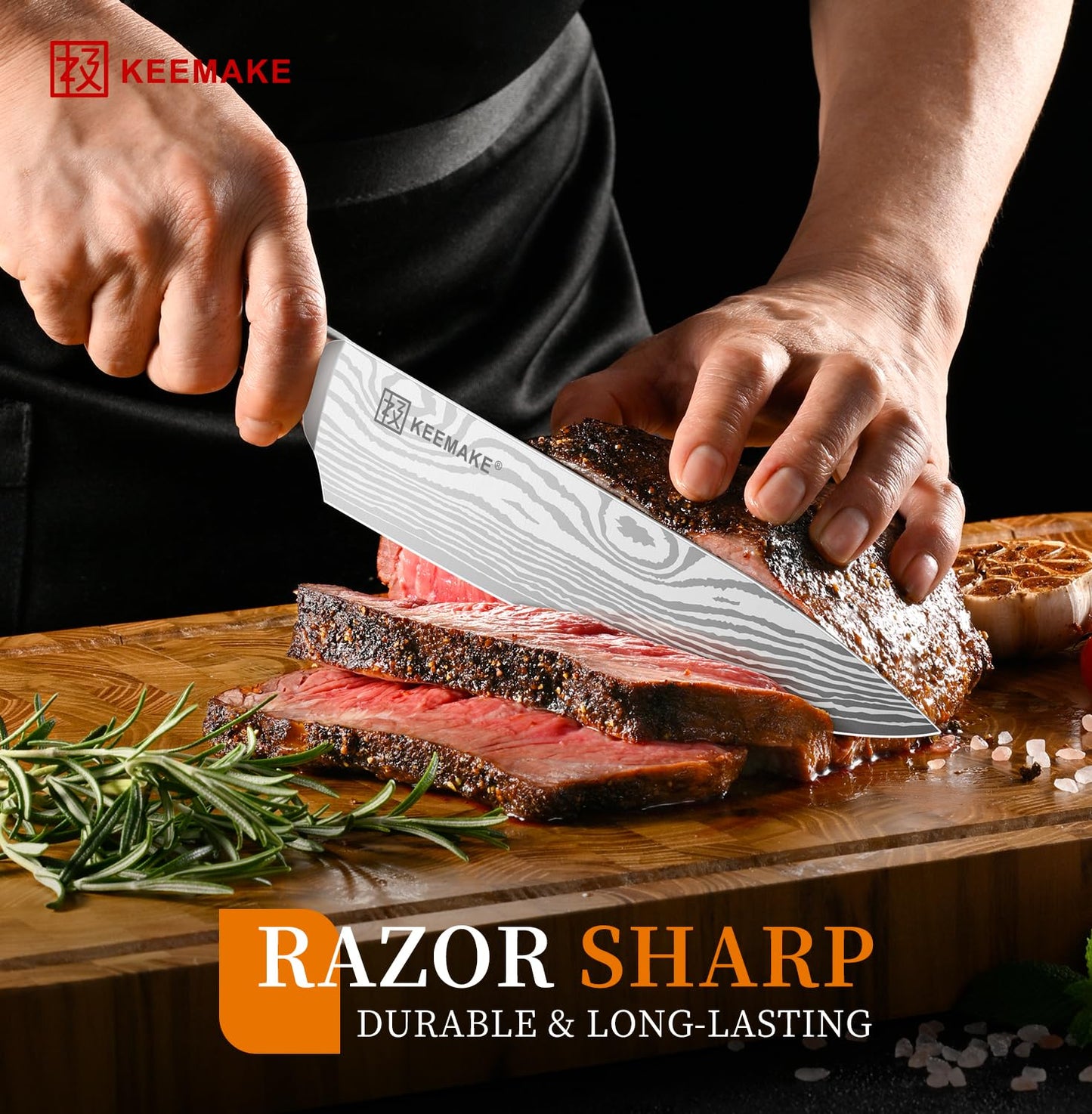 KEEMAKE Chef Knife - 8 Inch High Carbon Stainless Steel Kitchen Knife with Ergonomic Handle, Professional Kitchen Gadgets with Gift Box for Men and Women, Father Day Gifts
