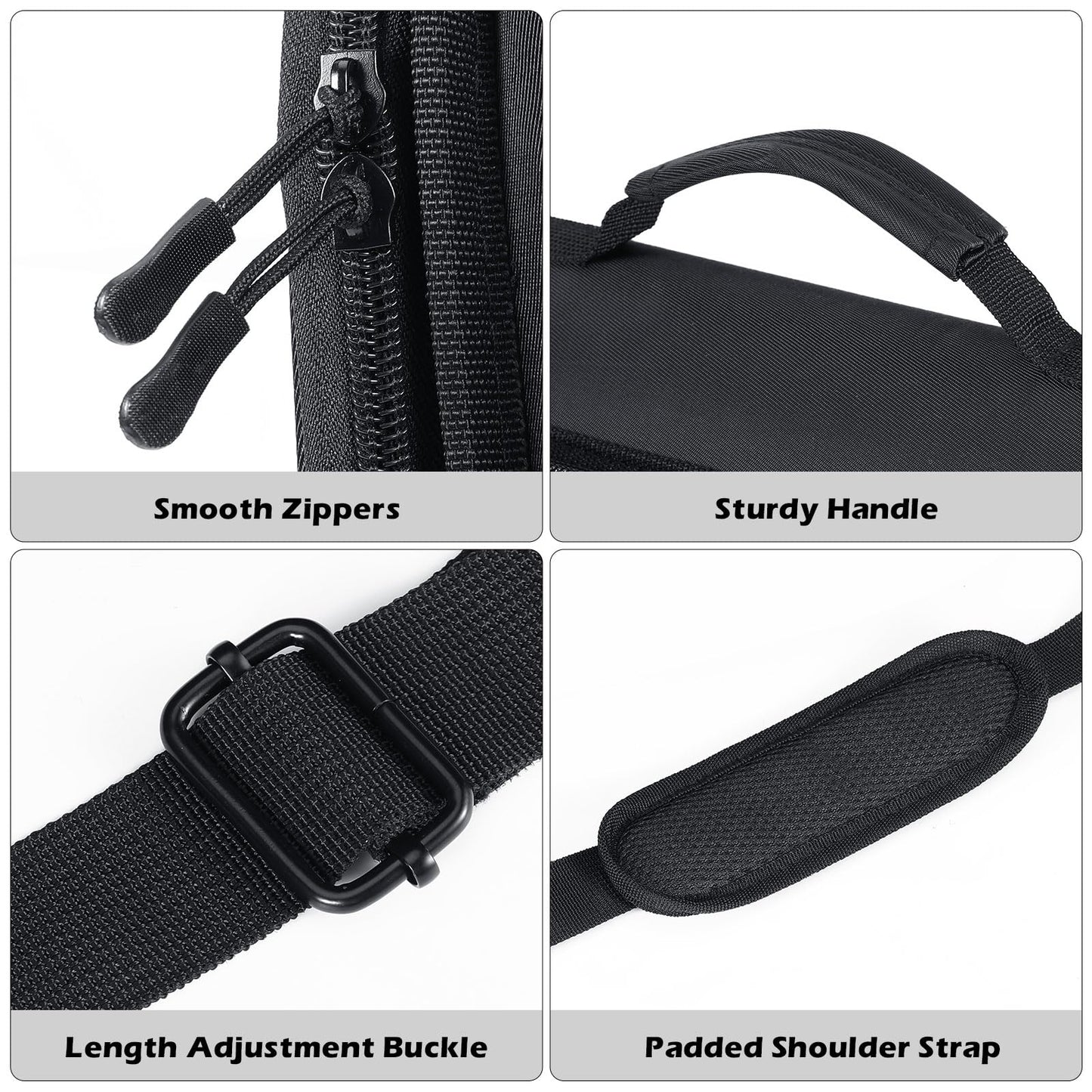 MoKo Zipper Binder, 2 Inch 3 Ring Binder with Multi-Pocket, 500 Sheet Capacity 5 Tab Expanding File Folder, Zipper Bag for School Office, Handle & Shoulder Strap, Black