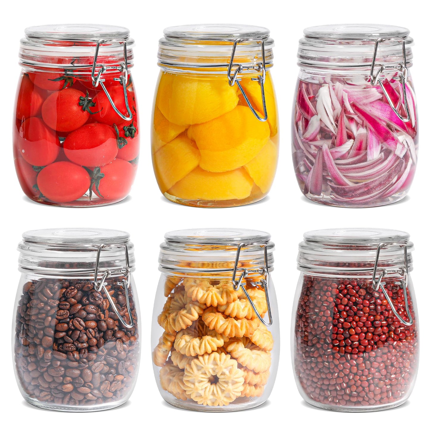 ComSaf 6-Pack 25oz Round Glass Mason Jars with Lids, Airtight Canning Jars for Preserving & Pickling, Multi-Purpose Storage Containers for Kitchen, Bathroom & Laundry, Ideal Housewarming Gift Set