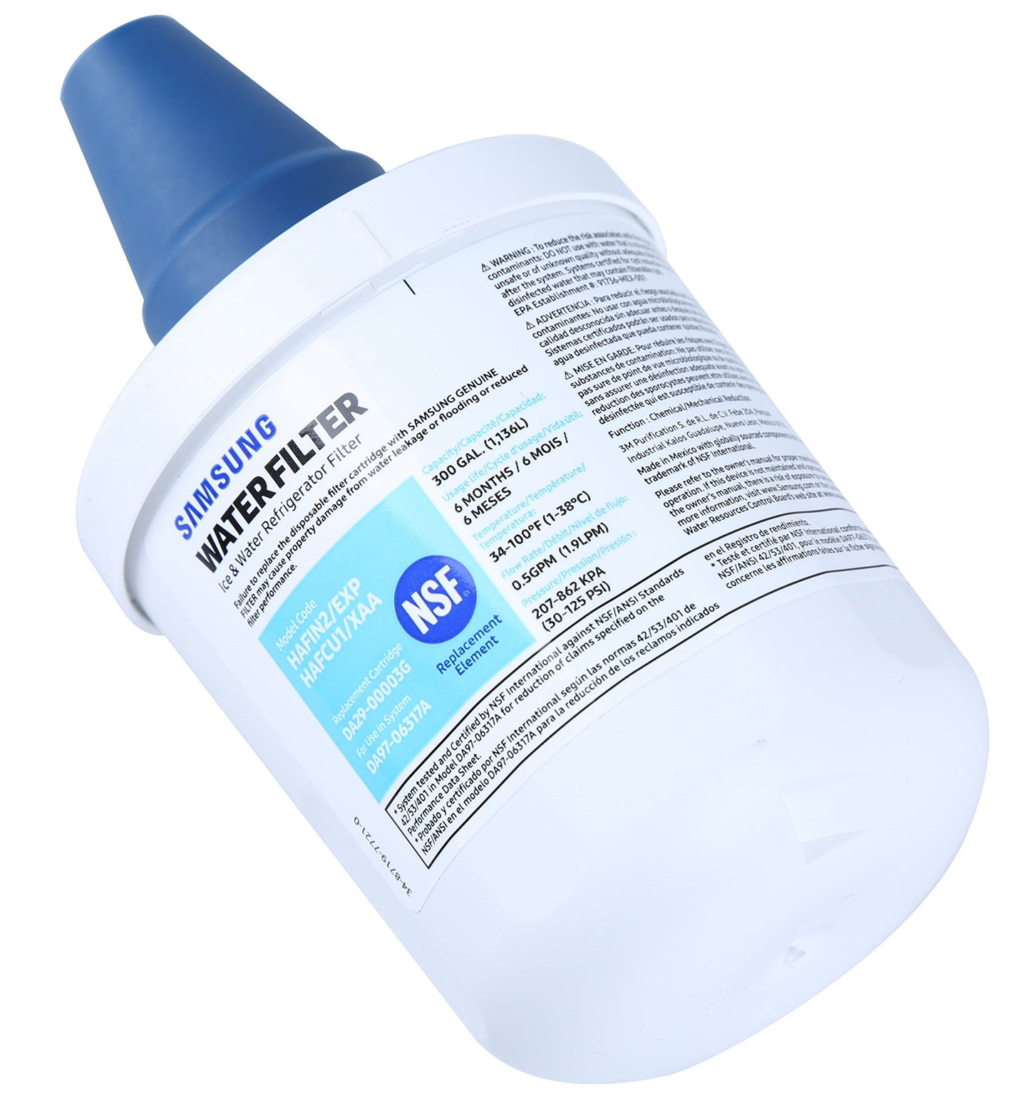 Samsung HAFCU1/XAA Genuine Refrigerator Water Filter, Reduces 99% of Harmful Contaminants for Clean, Clear Drinking Water, 6-Month Life, Easy Install, Pack of 1