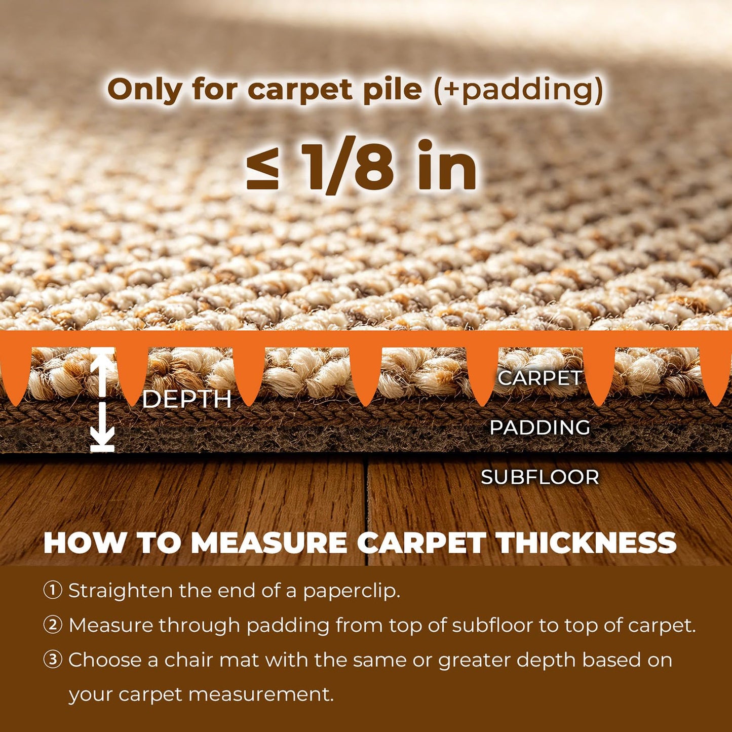 Office Chair Mat for Carpet Floors, Desk Mats 47"X59" for Rolling Desk on Low Pile Carpets, Rectangle Computer Gaming Plastic Floor Mats for Office Chair on Carpet, Flat Without Curling