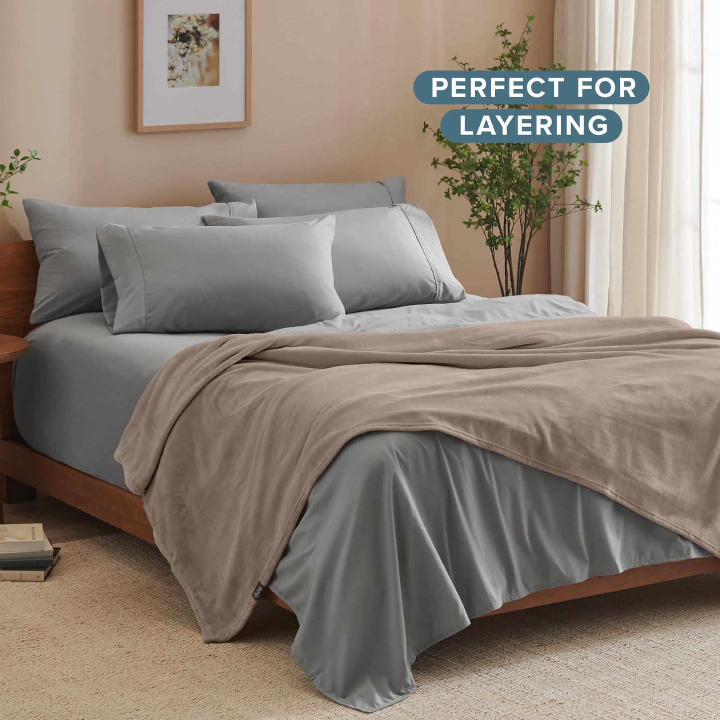 Bare Home Fleece Blanket - King Size - Ultra-Soft Lightweight for Bed, Sofa, and Couch - Luxury Microplush - Cozy Warm Blanket (King, Taupe)