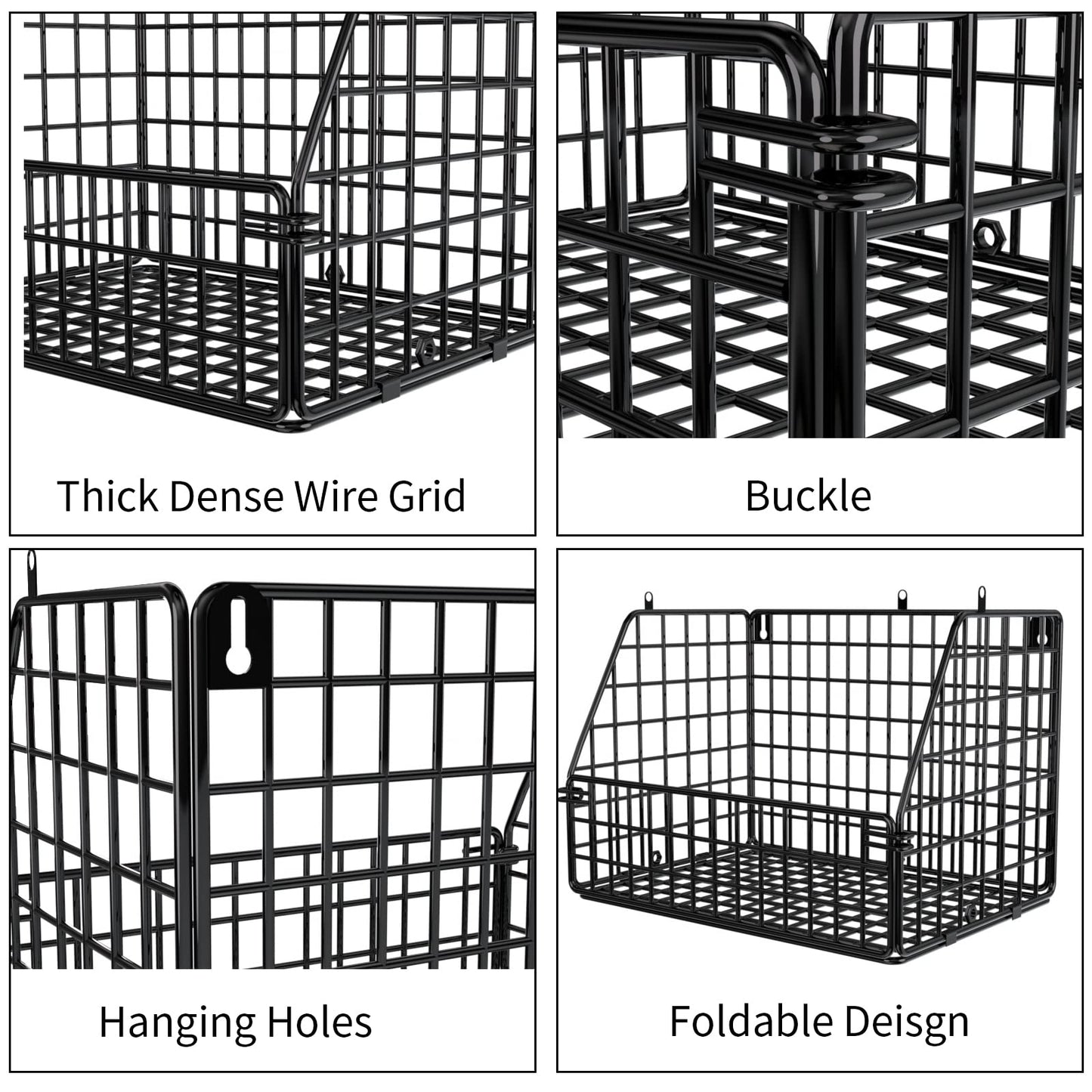 PUPPYCUTE Stackable Wire Storage Baskets for Kitchen Closet Pantry, Hanging Closet Organizers Storage Shelves Organization, Wall Mount Metal Basket Bins, Clothing Vegetable & Fruit Organizer 5 pcs