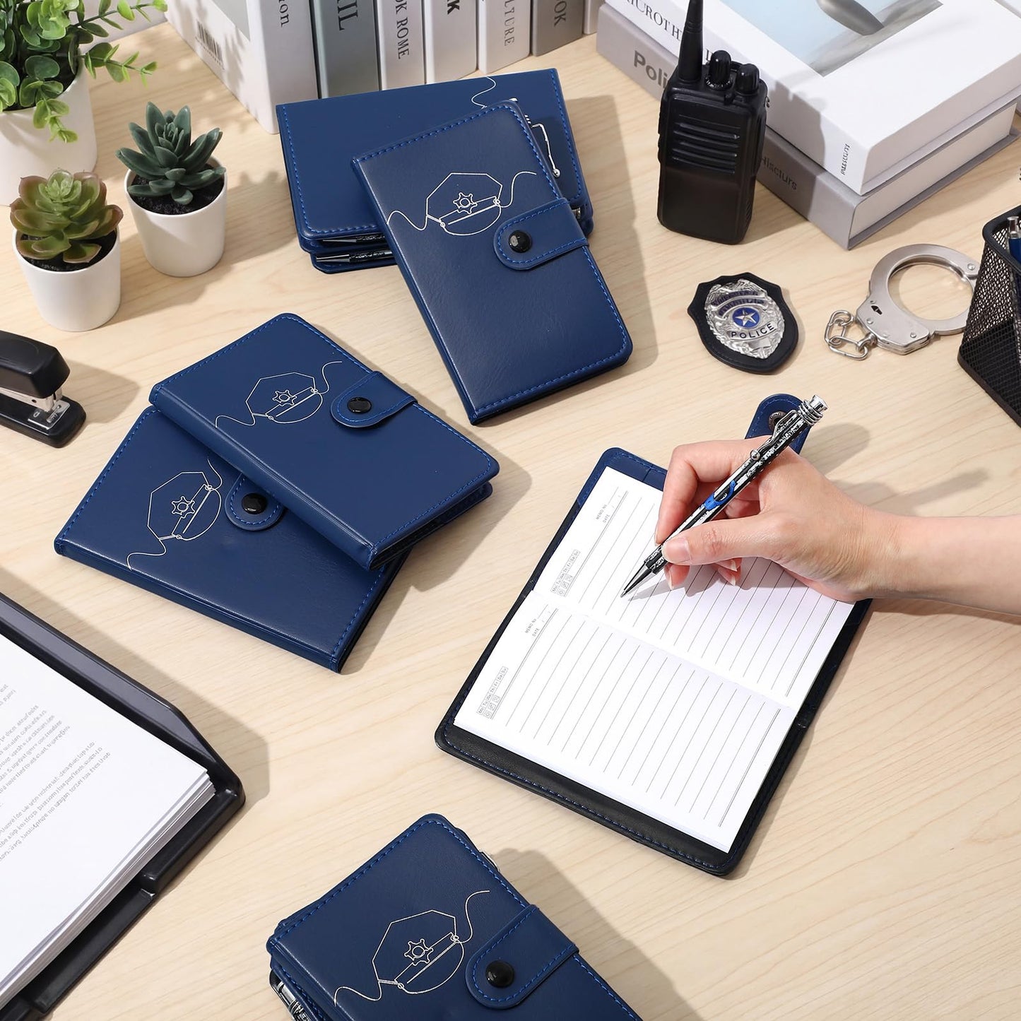 Ctosree 20 Sets Police Gifts Pocket Leather Notebooks with Handcuff Pens for Police Academy Graduation Gifts Appreciation Week Law Enforcement Officer Supplies Accessories