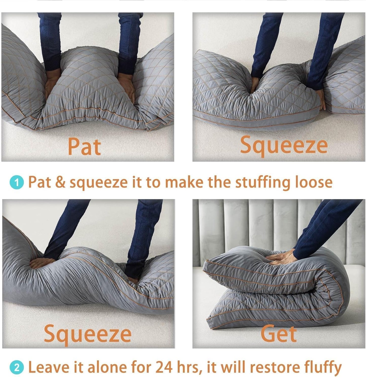 WhatsBedding Memory Foam Body Pillow for Adults, Long Pillow for Sleeping, Full Body Pillow for Bed - Dark Grey