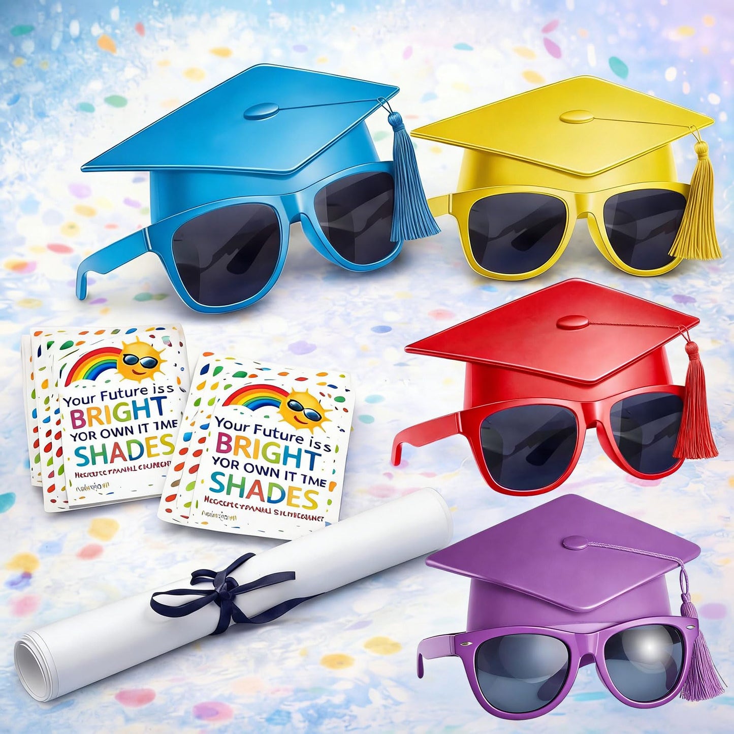 Weewooday 24 Pcs 12/24 Pcs End of School Year Gifts, Kids Graduation Sunglasses, 2026 Pre K Graduation Gifts, Future Is Bright Tags