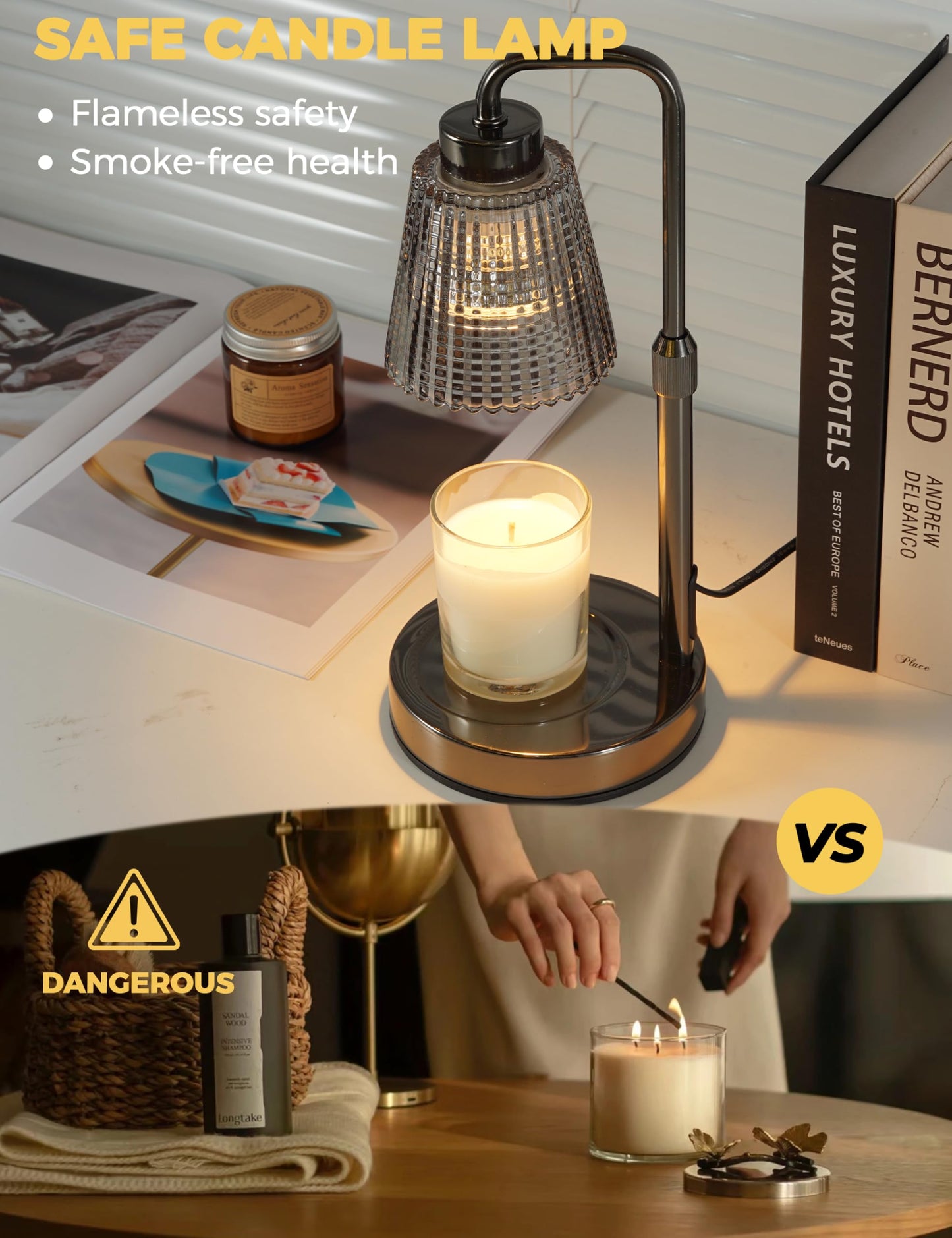 GODONLIF Silver-GrayCandle Warmer Lamp with Cycle Timer, Birthday Gifts for Women Mom Her, House Warming Gifts New Home Room Decor, Wax Melt Warmer for Jar Candles with 2 Bulbs