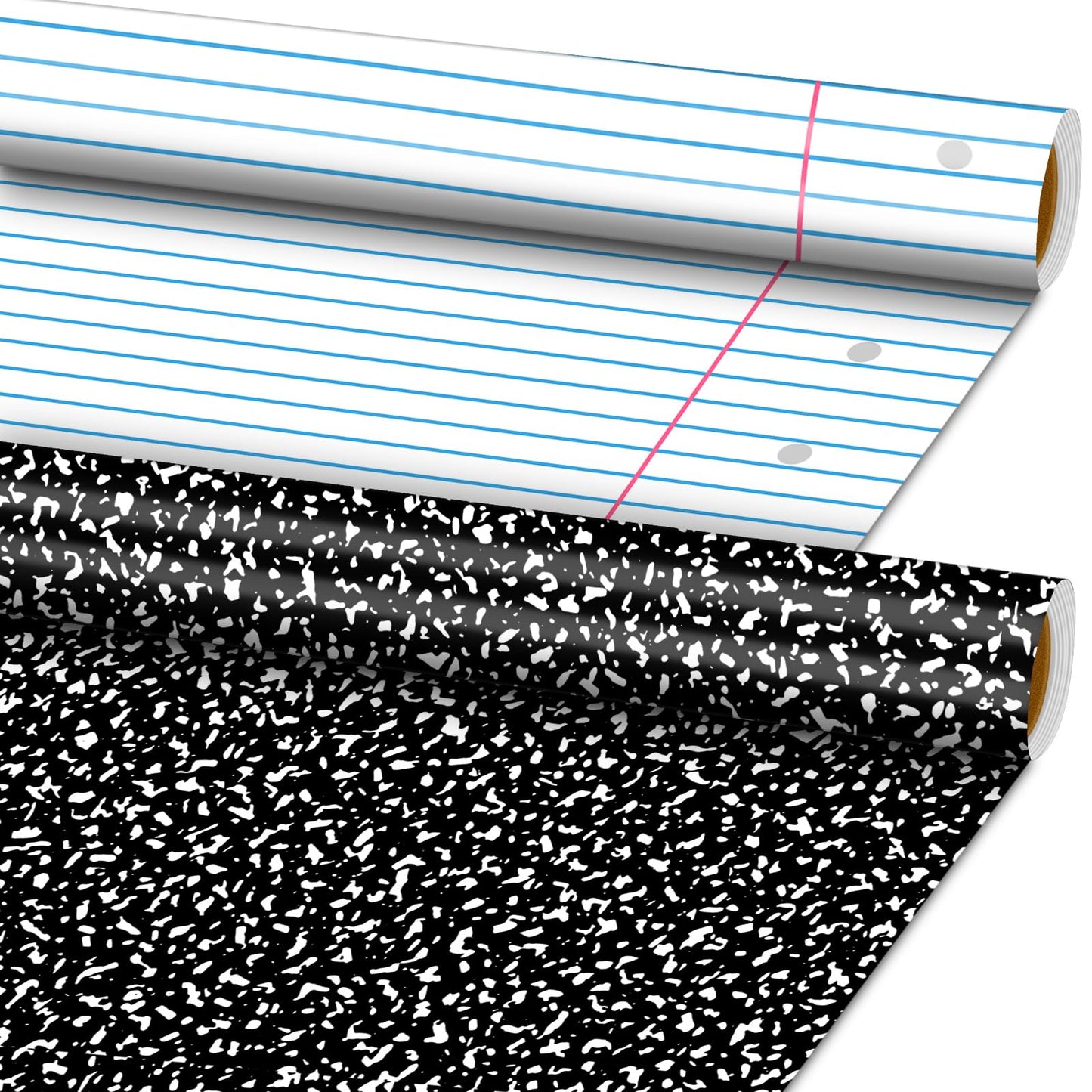 Ctosree 2 Roll Composition Lined Bulletin Board Paper 4x12ft/1.2x3.6m Non Woven Bulletin Background Wallpaper Fade Resistant Board Roll Decoration for Arts Crafts Office School Classroom(Black White)