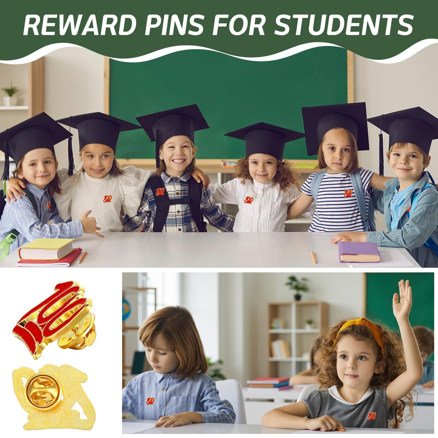XunYee 100 Pcs 100 Shapes School Enamel Pins Employee Appreciate Reward Label Pins for Students Classroom Teacher Back to School Employees Gift