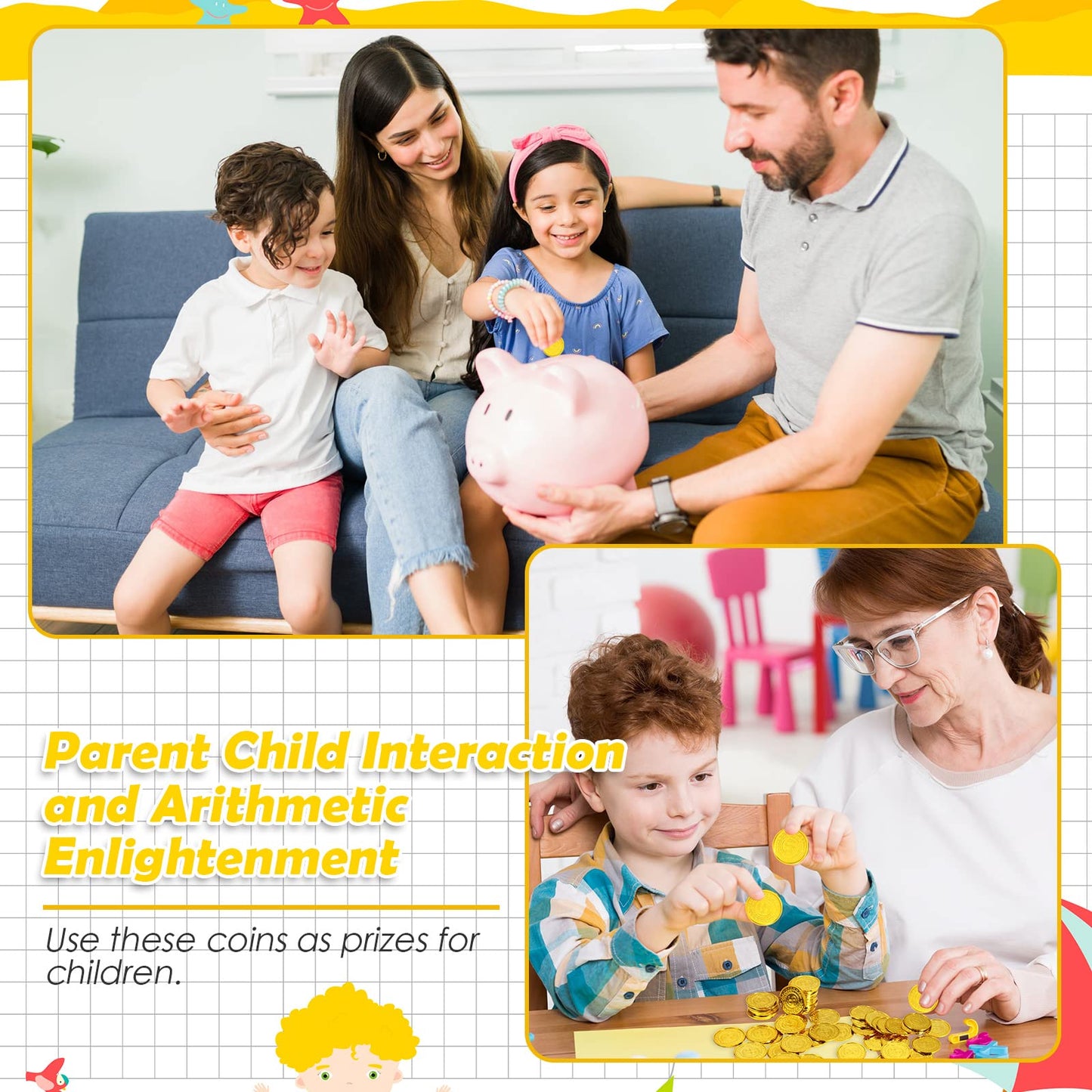 1000 Pcs Pirate Gold Coins Plastic Treasure Play Toy Coins Fake St. Patricks Doubloon for Pirate Party Favors Supplies Treasure Hunt Game Teachers Classroom Reward