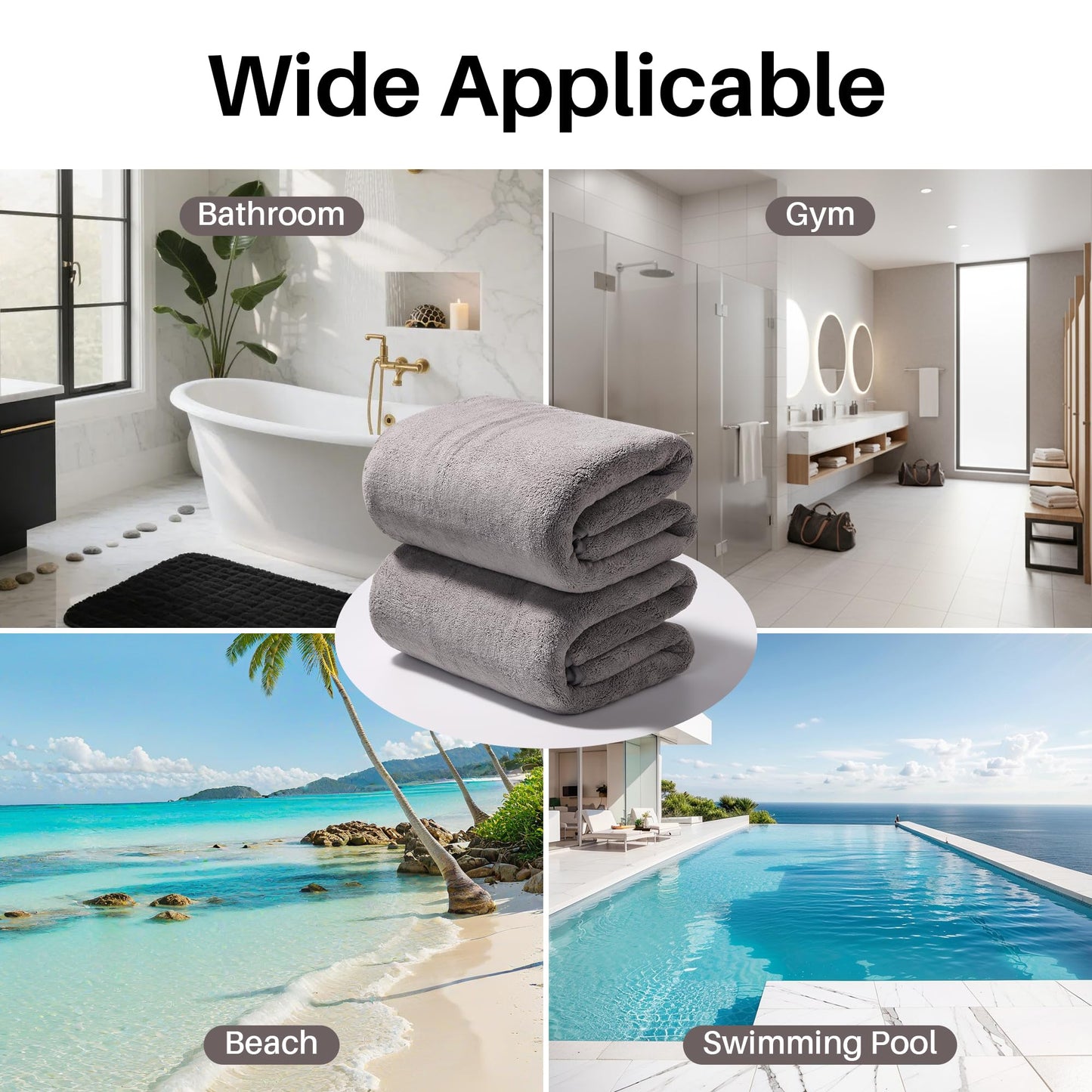 JOYMOOP Bath Towels 4 Packs Extra Large 60" x 30", Quicker to Dry Towels for Bathroom, Super Soft and Absorbent Mcirofiber, Larger & Lighter Weight Bathroom Towels, Mixed Color