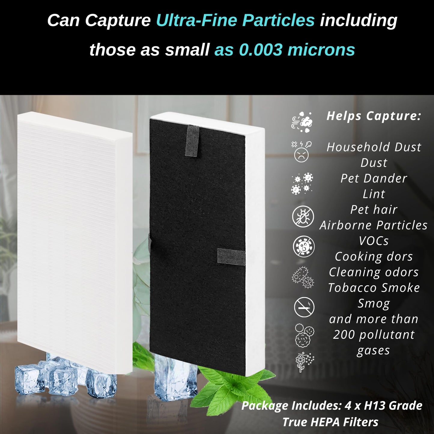 4-Pack HRF-G1/HRF-G2 True HEPA Replacement Filter (G) Compatible with Honeywell HPA-020(B) Tabletop, HPA-030(B), HPA-075(B), HPA-175(B) HEPA Tower & HPA-080(B), HPA-180(B) InSight Series Air Purifiers