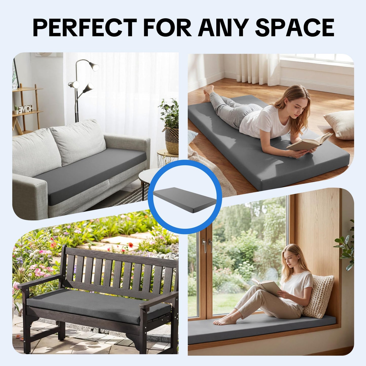 HOMBYS 3 Inch Foam Sofa Topper Pad, Foam Couch Top Pad with Removable Washable Cover, Couch Cushion for Enhanced Comfort & Furniture Protection(71 * 27.5 * 3in)